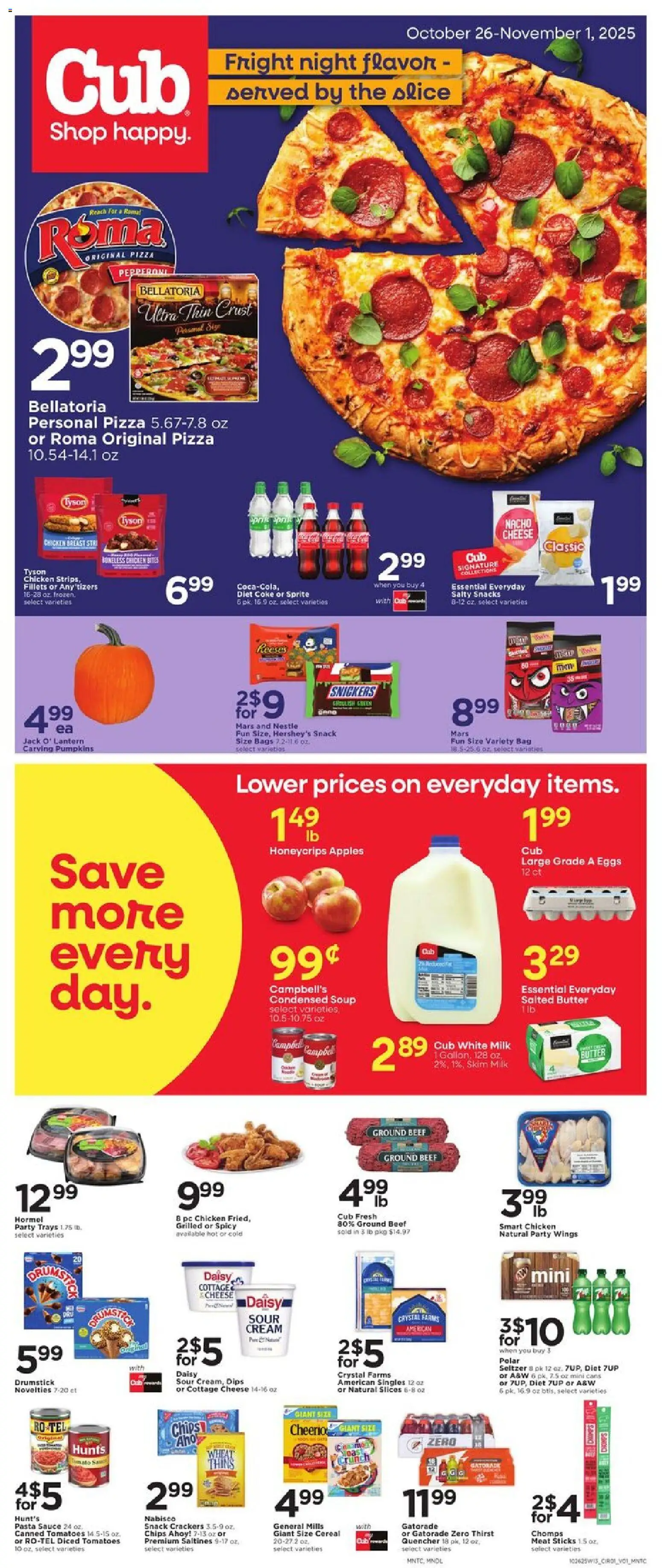 Cub Foods Weekly Ad - valid from 26.10.2025 | Page: 1 | Products: Apples, Chips, Sauce, Bag