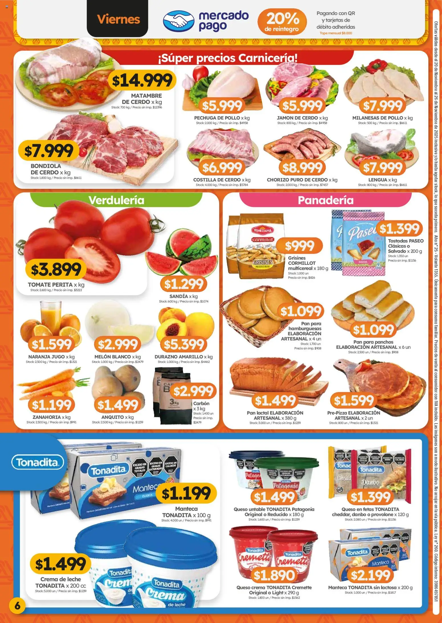 Cordiez ofertas │ válido desde el 20.11.2025 | Página: 6 | Productos: Panadería, Pollo, Durazno, Leche