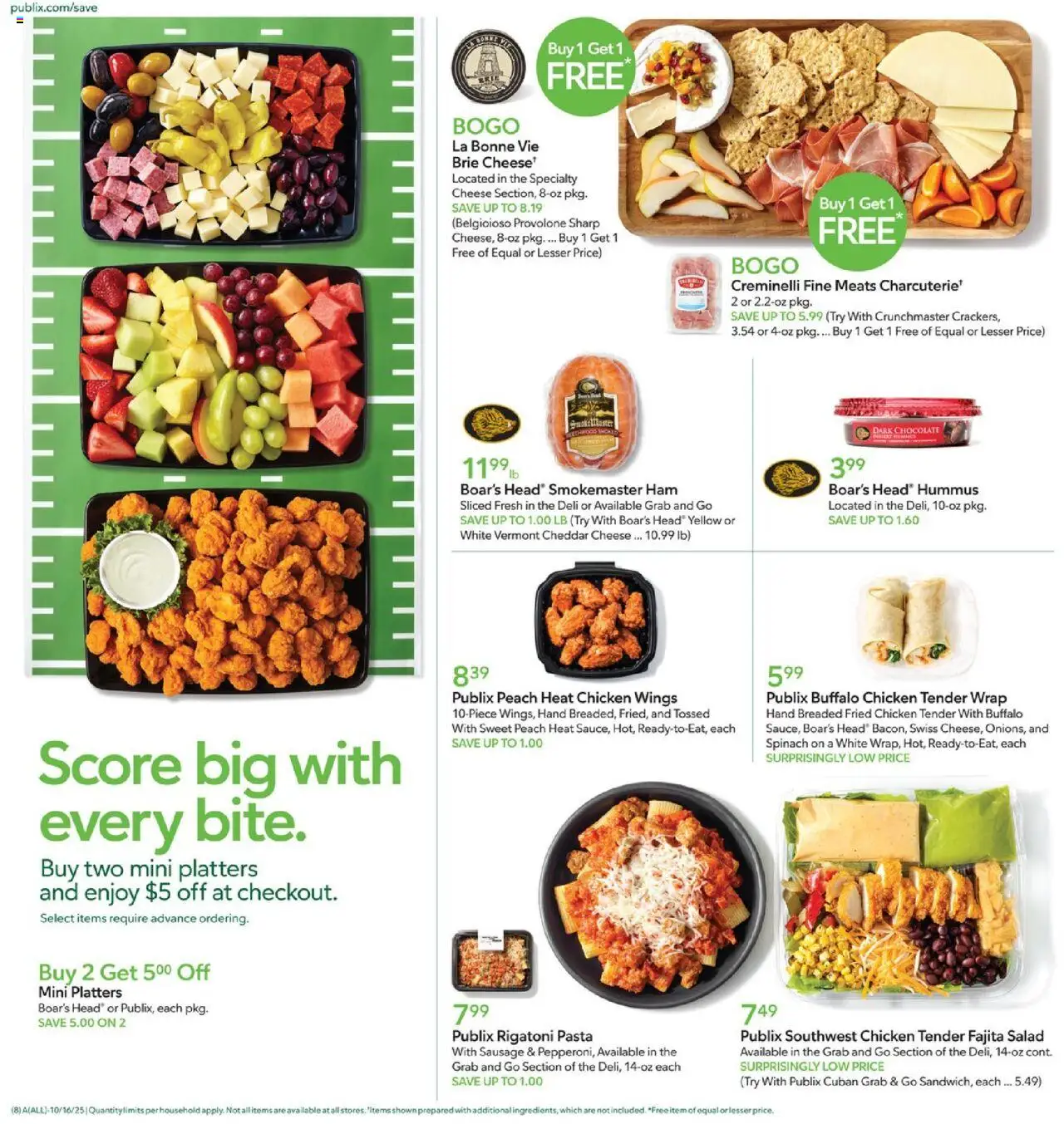 Publix Weekly Ad - valid from 15.10.2025 | Page: 8 | Products: Spinach, Cheese, Salad, Sausage