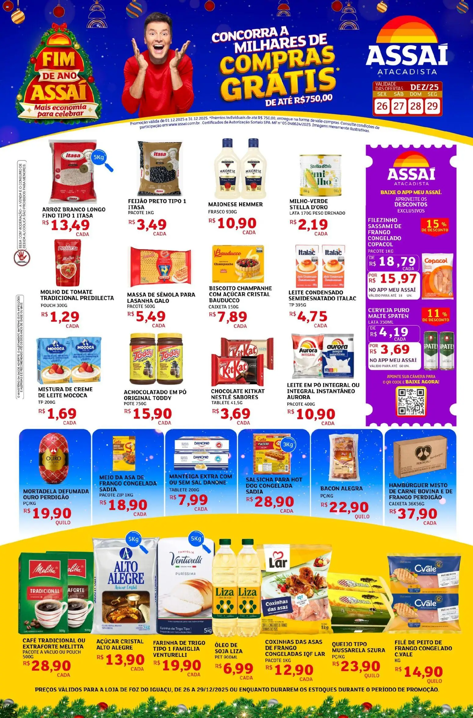 Assaí Atacadista Folheto - válido de 26.12.2025 | Página: 1 | Produtos: Hambúrguer, Armário, Leite condensado, Câmera
