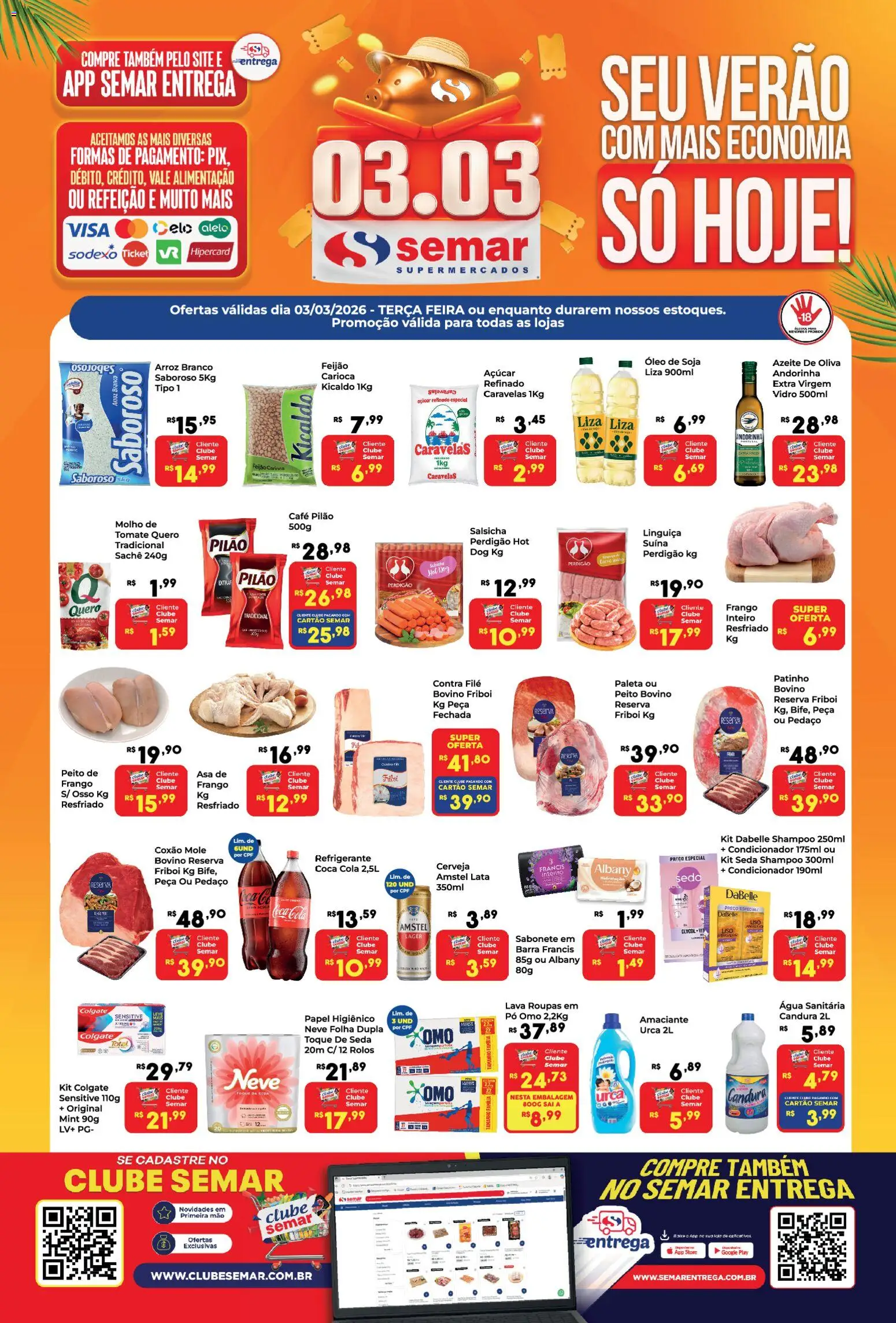 Semar Supermercado Folheto - válido de 03.03.2026 | Página: 1 | Produtos: Pó, Salsicha, Óleo, Sabonete