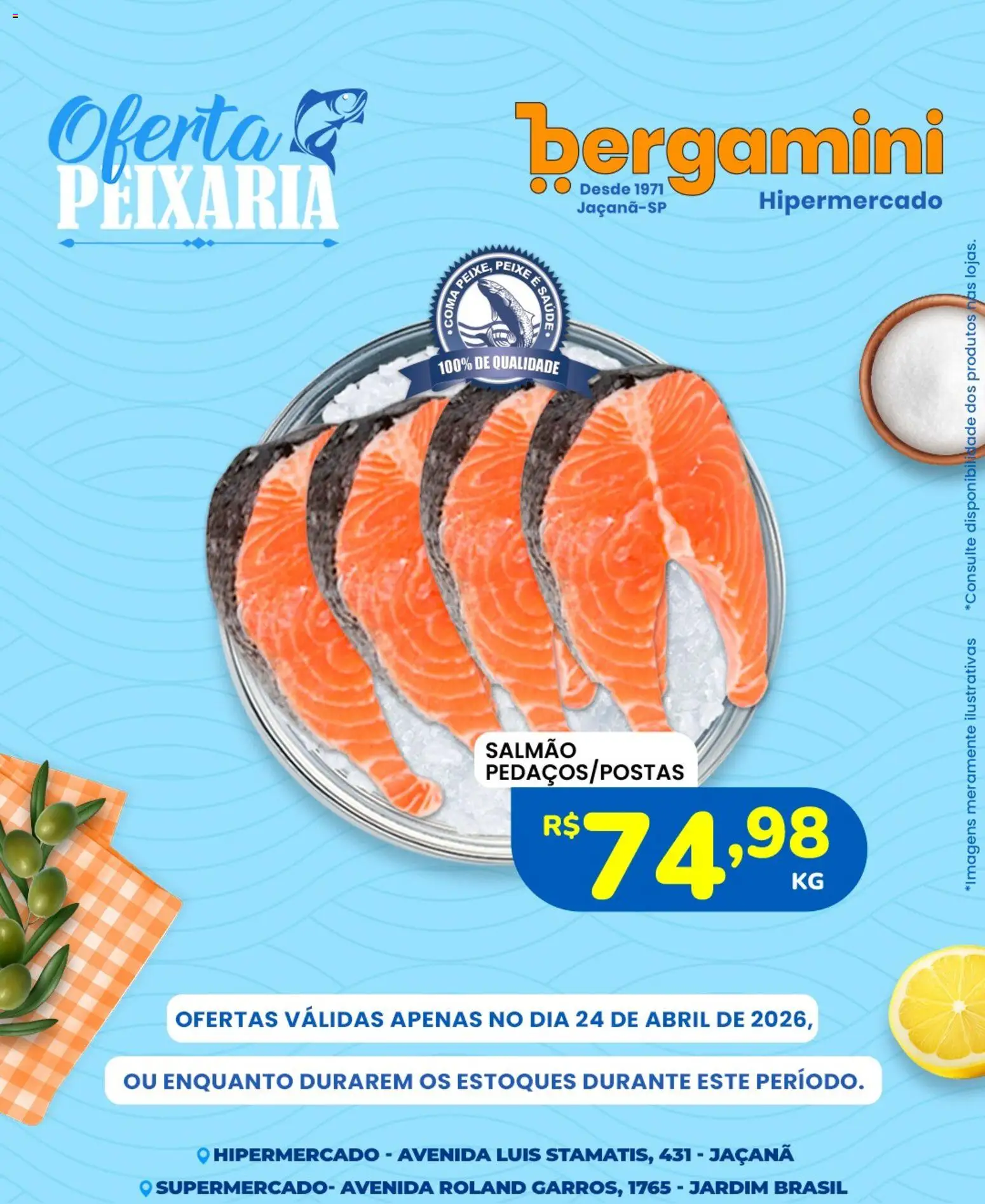 Supermercado Bergamini Folheto - válido de 24.04.2026 | Página: 7 | Produtos: Salmão, Peixe