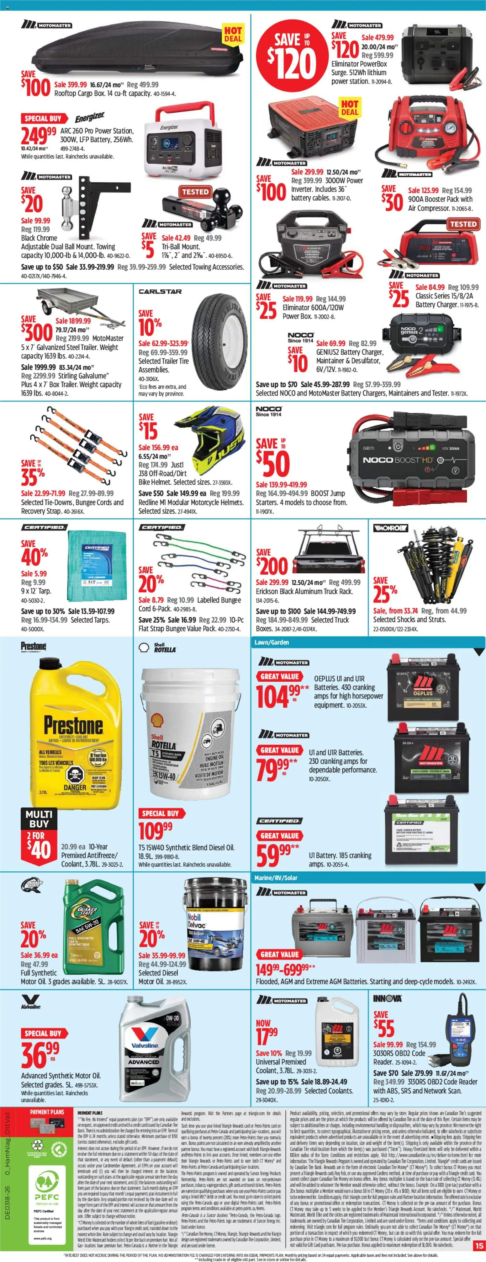 Canadian Tire flyer valid from 30.04.2026 | Page: 15 | Products: Box, Battery, Oil