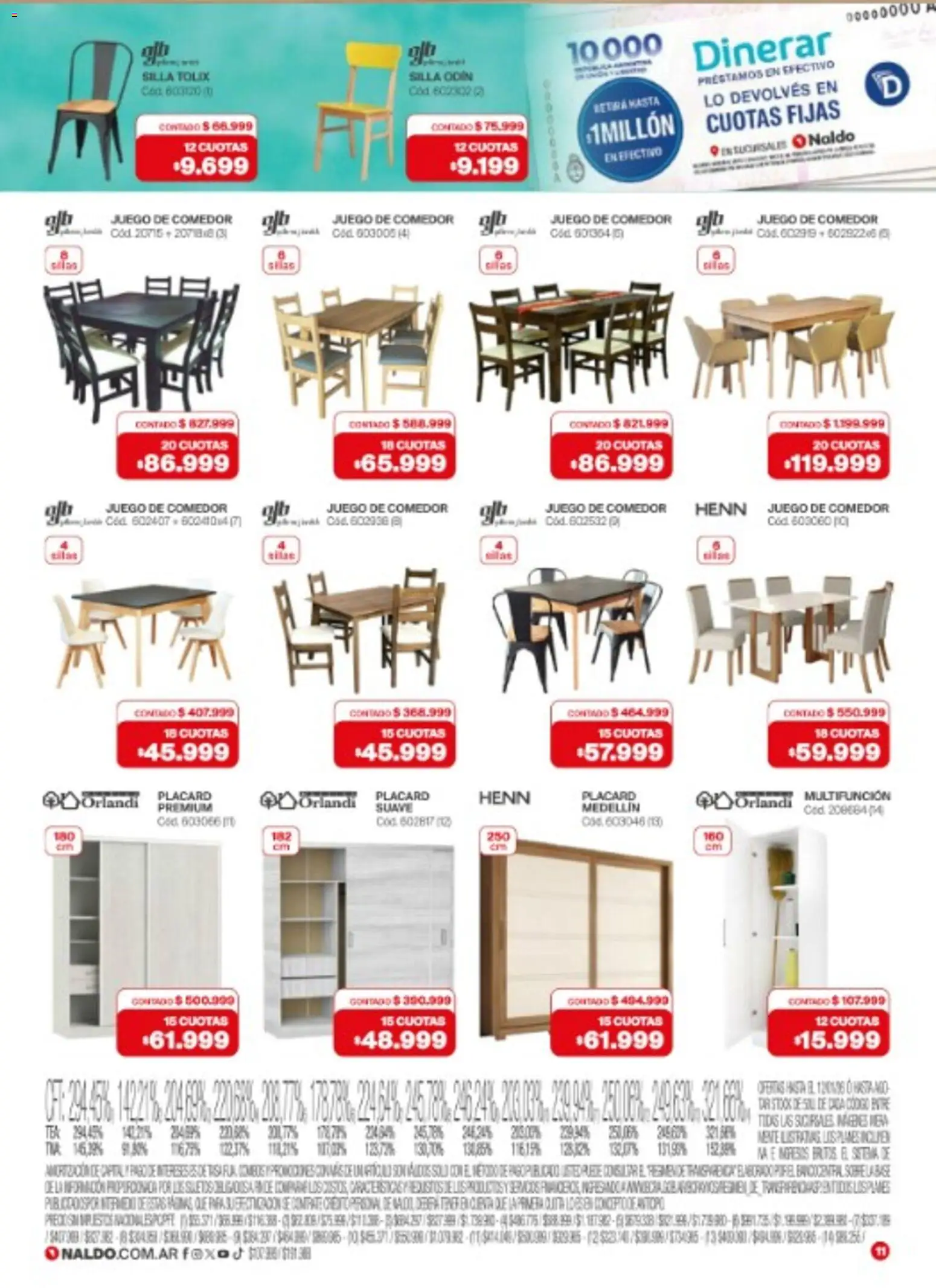 Naldo catálogo │ válido desde el 02.01.2026 | Página: 11 | Productos: Juego de comedor, Placard, Silla