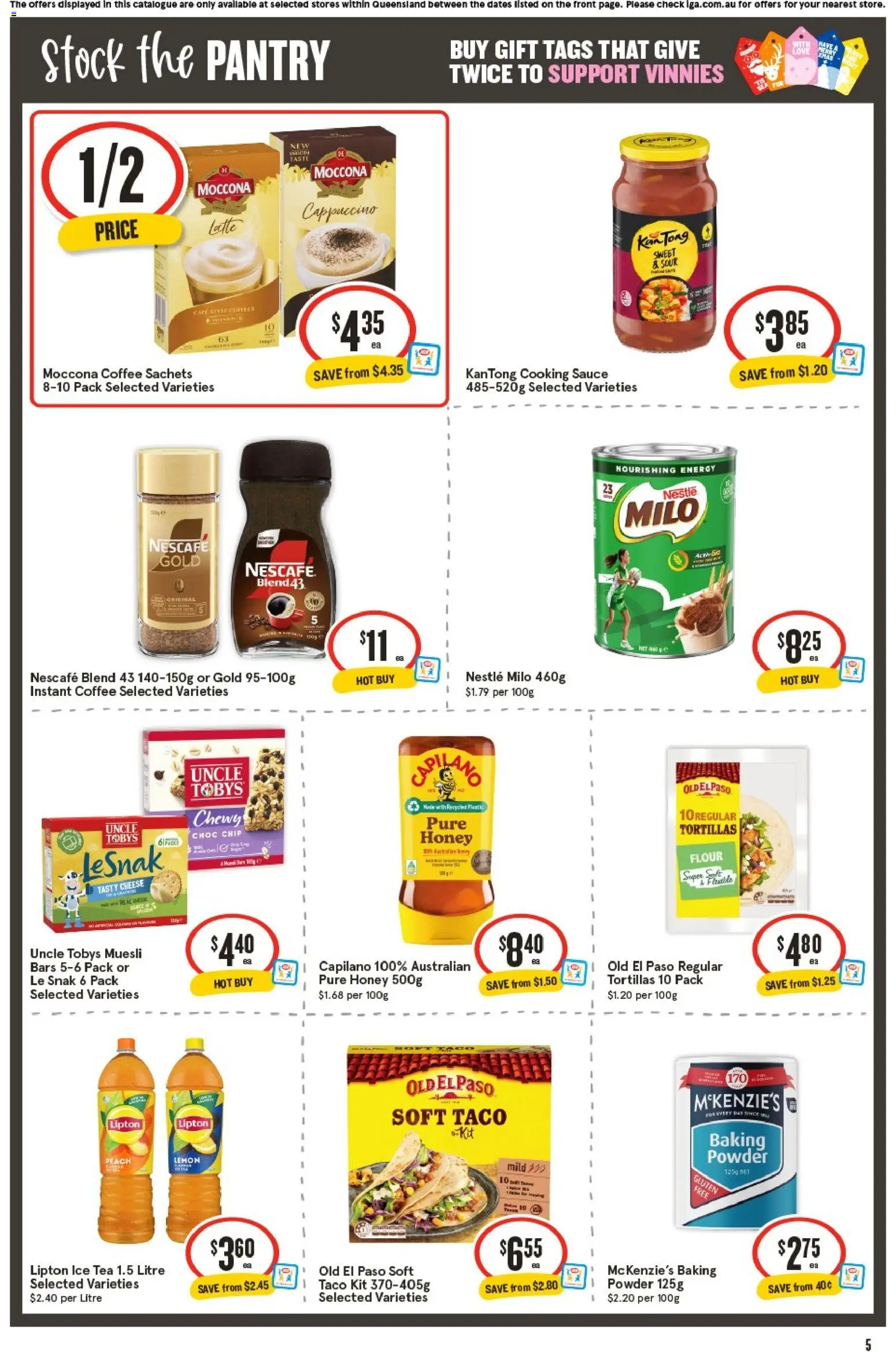 IGA catalogue - valid from 10.12.2025 | Page: 5 | Products: Coffee, Tea, Peach, Nescafe
