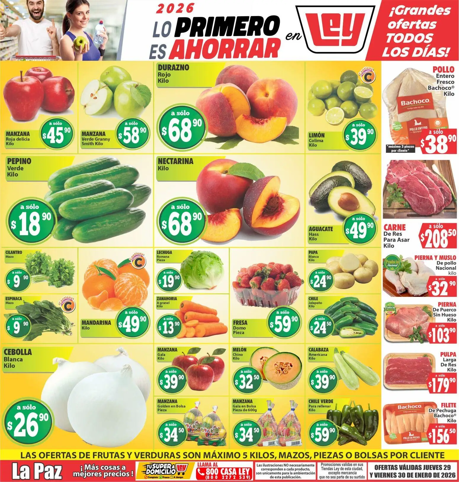 Nuevas ofertas de Casa Ley válidas en toda la República Mexicana desde el 29.01.2026. ¡Encuentra las mejores ofertas en Casa Ley folleto Más cosas a mejores precios La Paz! | Página: 1 | Productos: Manzana, Lechuga, Res, Zanahoria
