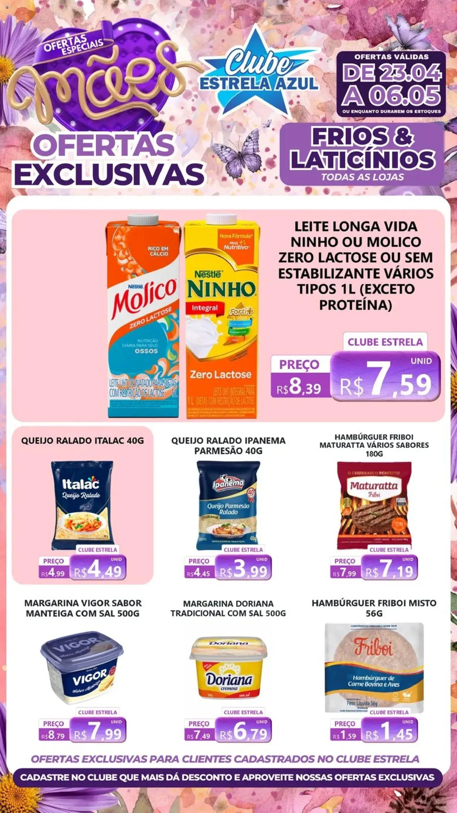 Estrela Azul Folheto - válido de 23.04.2026 | Página: 1 | Produtos: Doriana, Leite, Queijo ralado, Hambúrguer