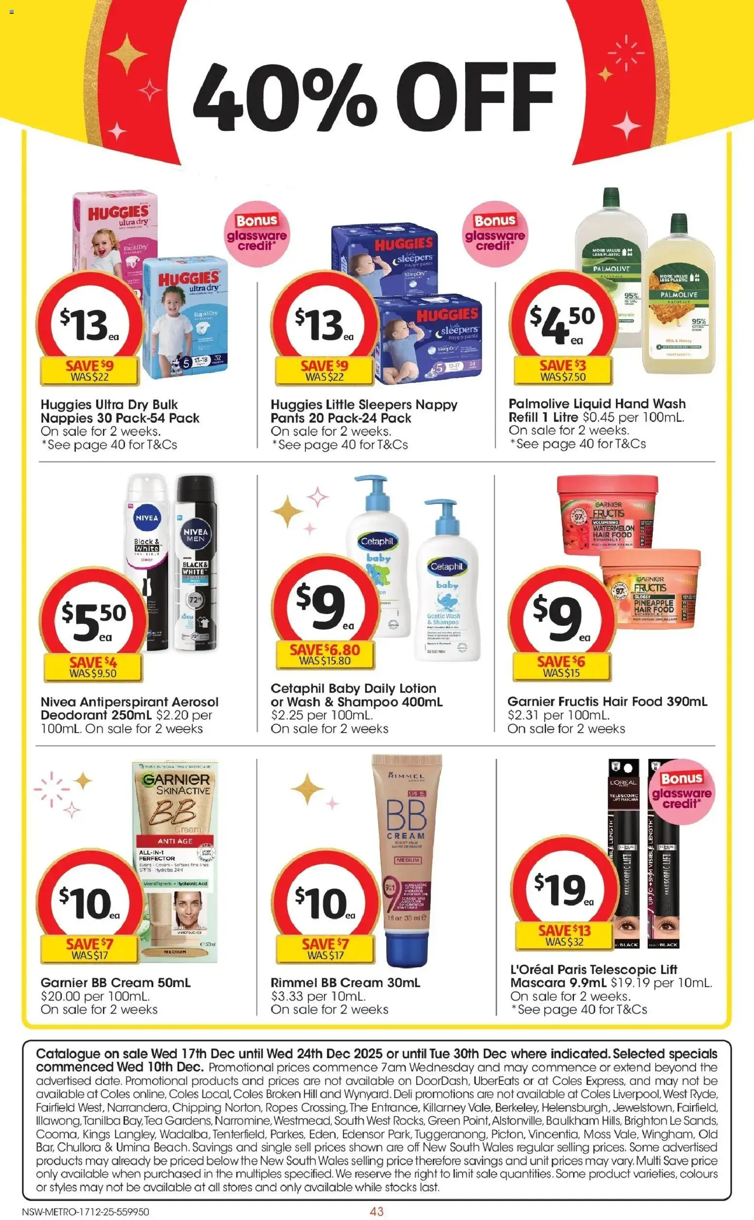 Coles catalogue - valid from 17.12.2025 | Page: 43 | Products: Milk, Shampoo, Antiperspirant, Watermelon