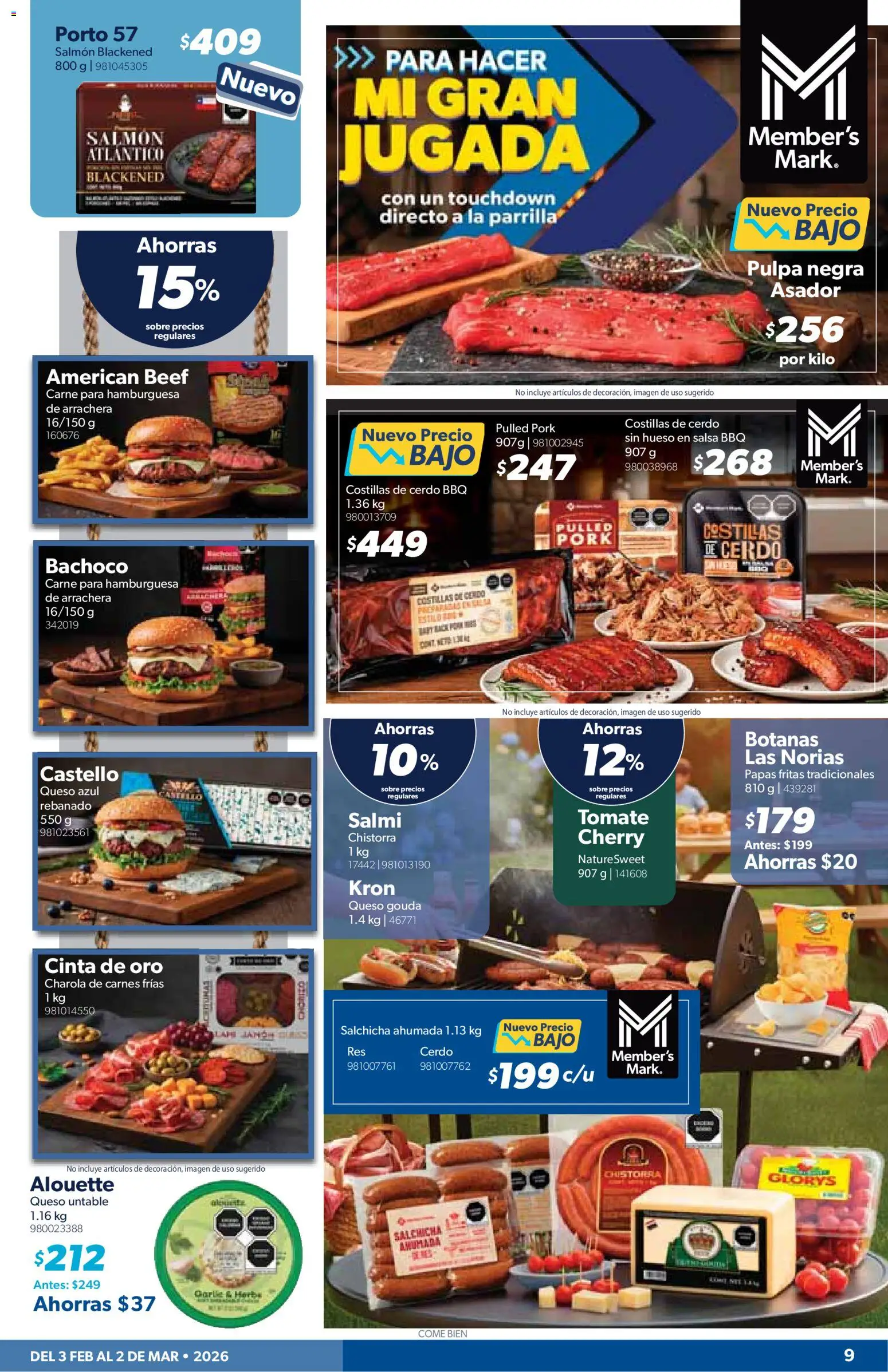 Nuevas ofertas de Sam's Club válidas en toda la República Mexicana desde el 03.02.2026. ¡Encuentra las mejores ofertas en Sam's Club catálogo! | Página: 9 | Productos: Tomate, Cerdo, Papas fritas, Sobre