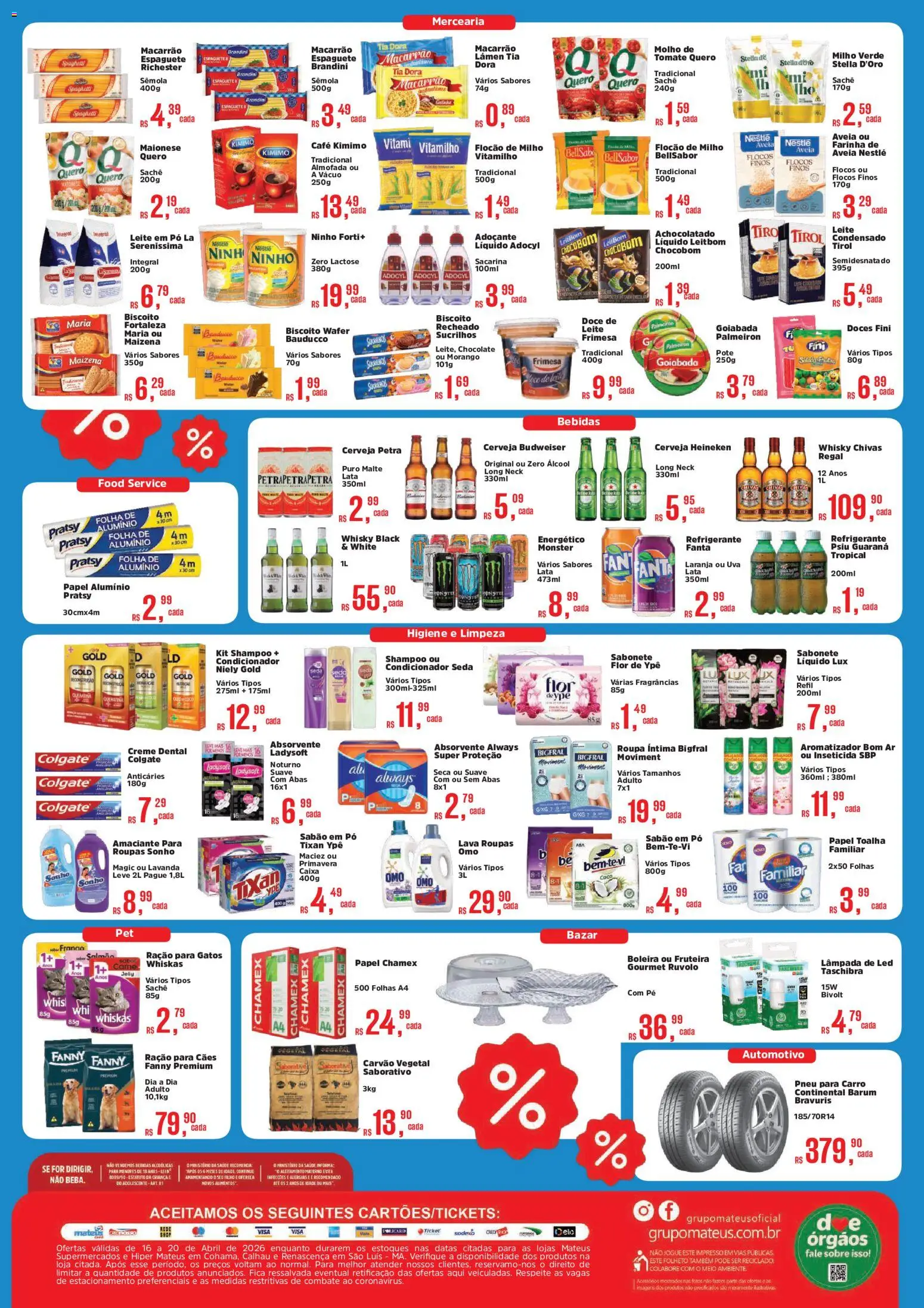 Mateus Folheto - válido de 16.04.2026 | Página: 2 | Produtos: Espaguete, Adoçante, Chocolate, Roupas