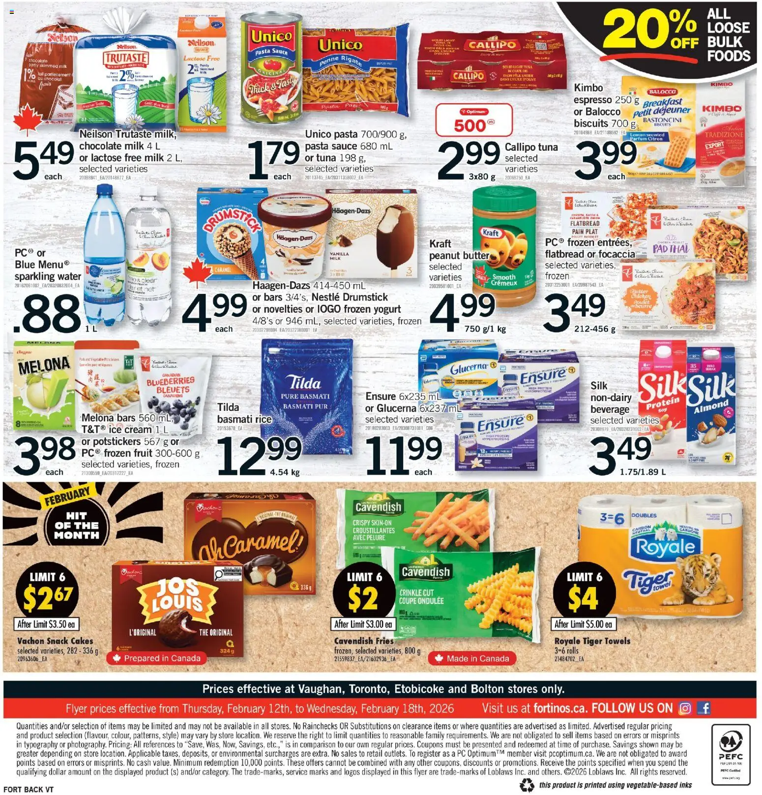 Fortinos flyer valid from 12.02.2026 | Page: 2 | Products: Rice, PC, Yogurt, Oil