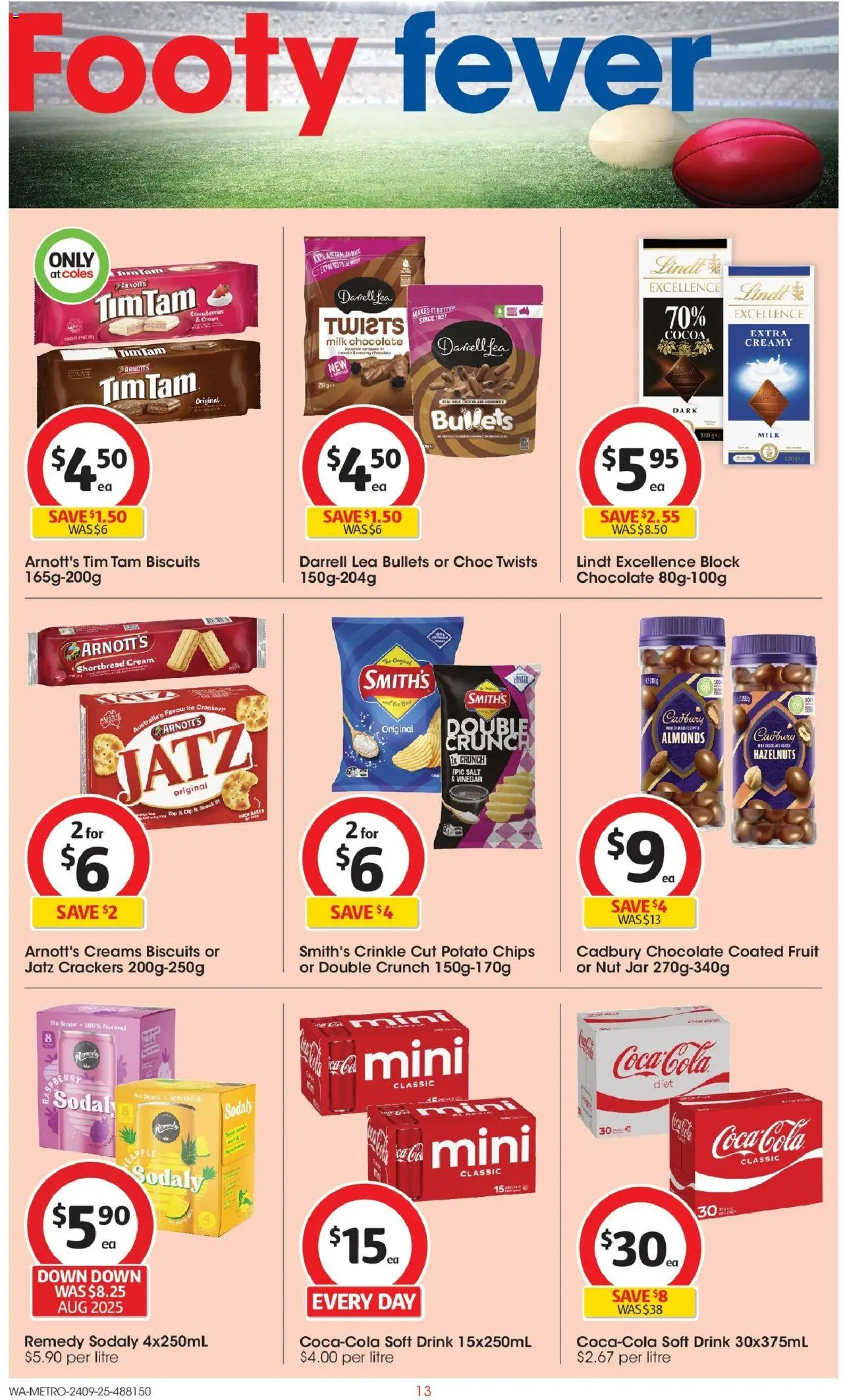 Coles catalogue - valid from 24.09.2025 | Page: 13 | Products: Crackers, Milk, Salt, Vinegar