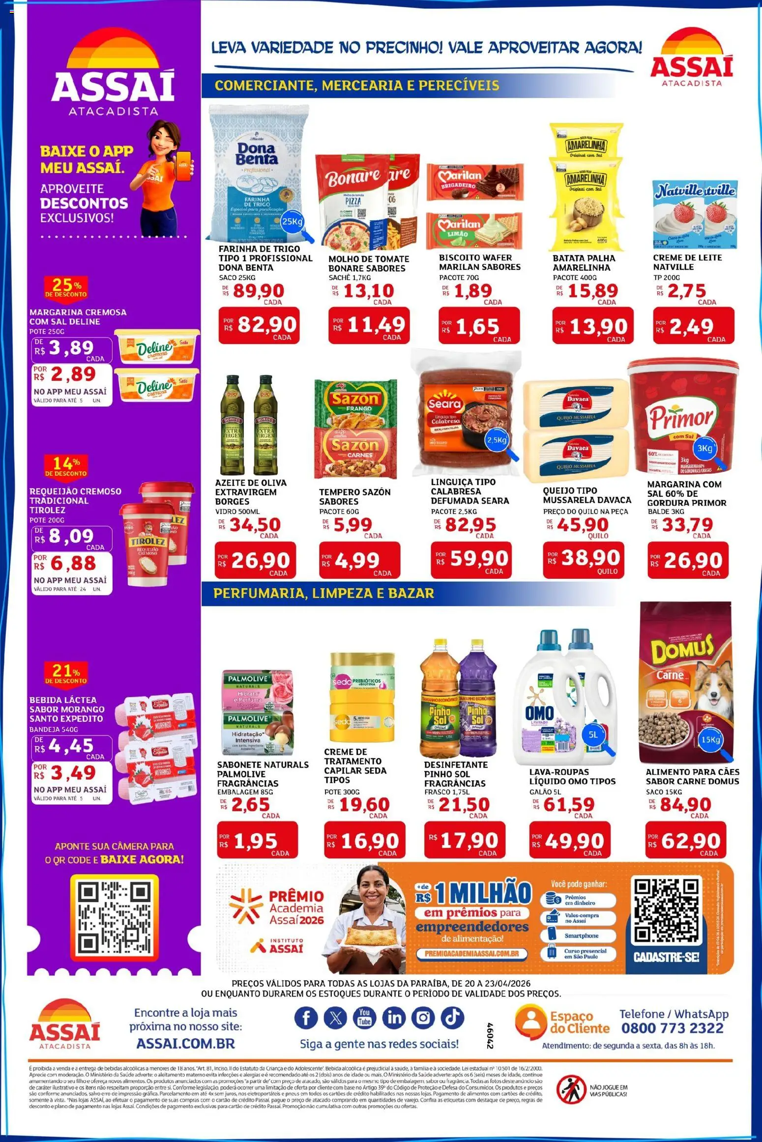 Assaí Atacadista Folheto - válido de 20.04.2026 | Página: 2 | Produtos: Leite, Base, Batata, Balde