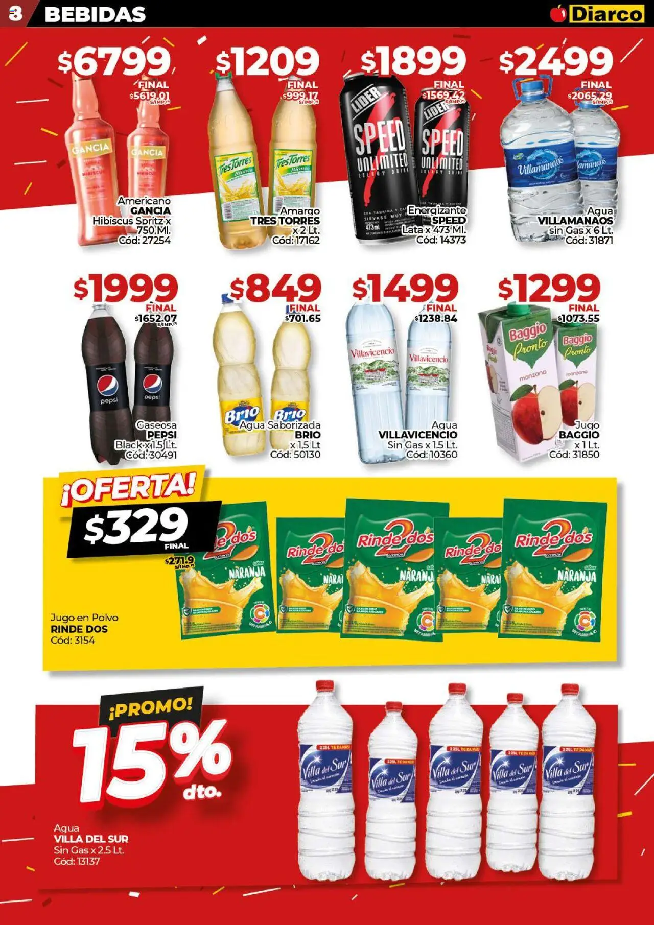 Diarco - Ofertas Interior │ válido desde el 15.09.2025 | Página: 8 | Productos: Polvo, Manzana, Agua saborizada, Té