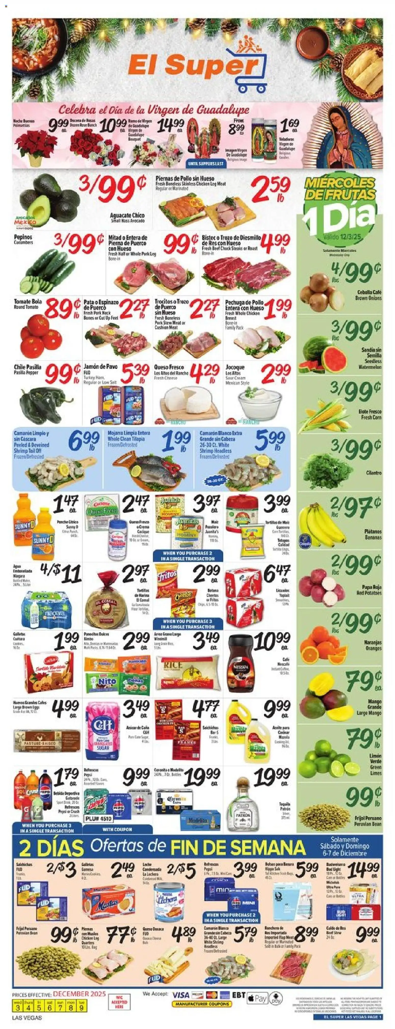 El Super Weekly Ad - NV - valid from 03.12.2025 | Page: 1 | Products: Eggs, Pork, Salt, Mango