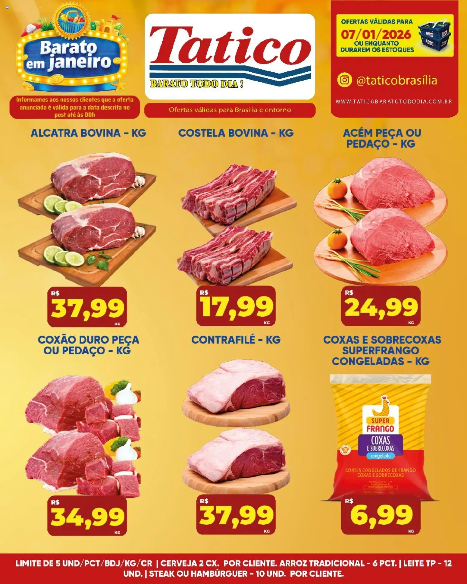 Tatico Folheto - válido de 07.01.2026 | Página: 8 | Produtos: Acém, Leite, Cerveja, Hambúrguer