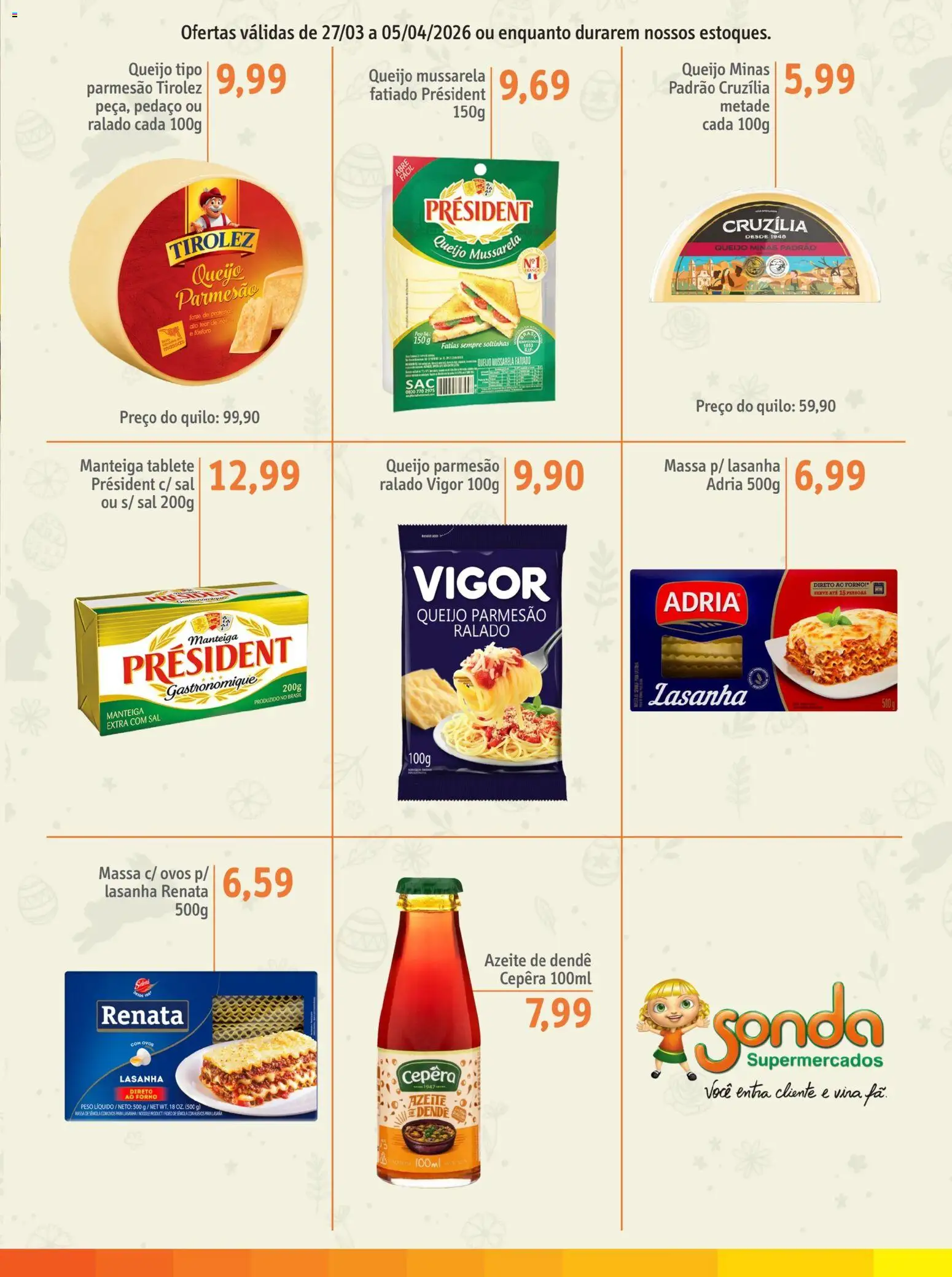 Sonda Folheto - válido de 27.03.2026 | Página: 3 | Produtos: Queijo, Parmesão, Massa, Azeite