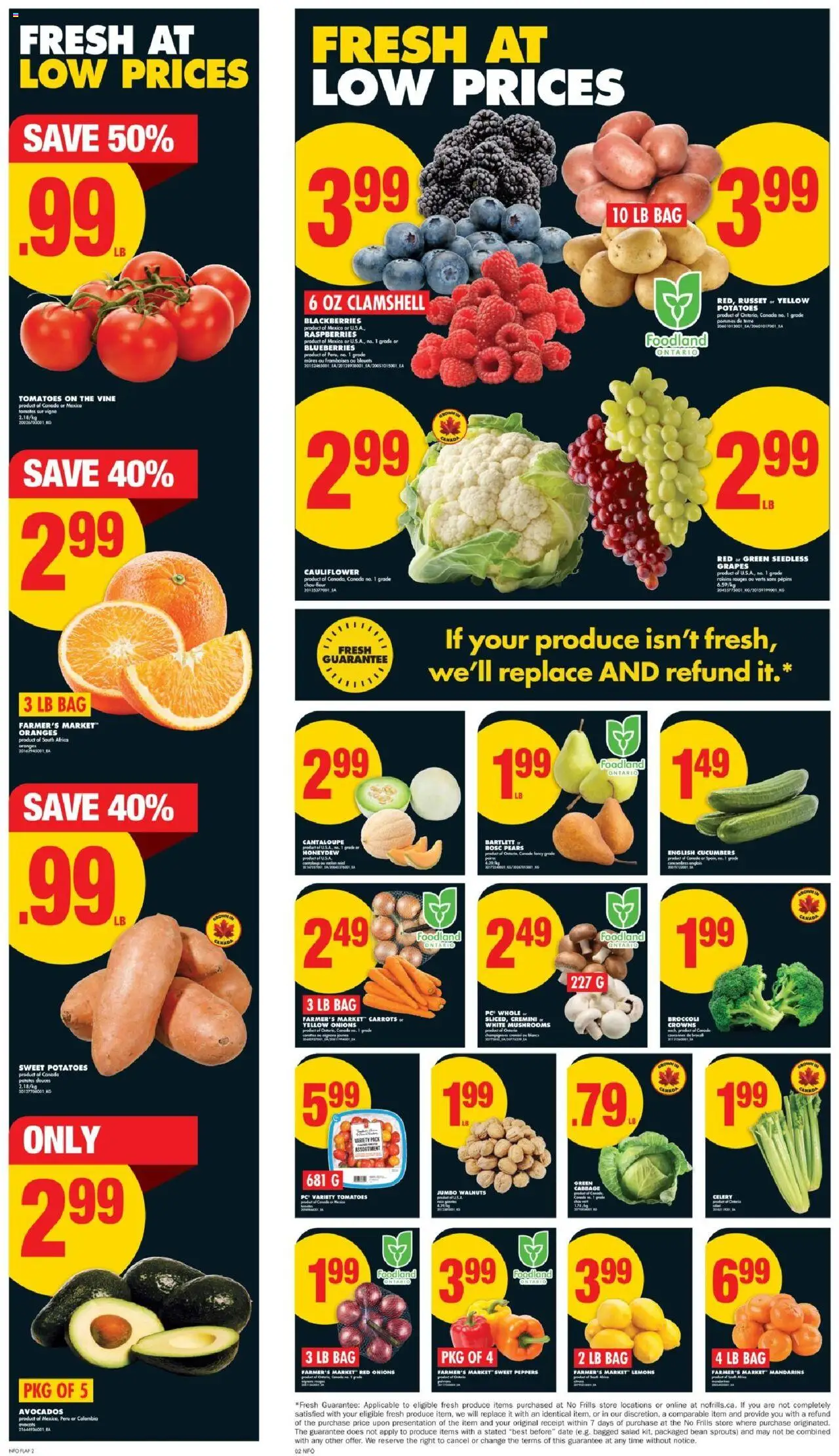 No Frills flyer valid from 16.10.2025 | Page: 2 | Products: Salad, PC, Bag, Oranges
