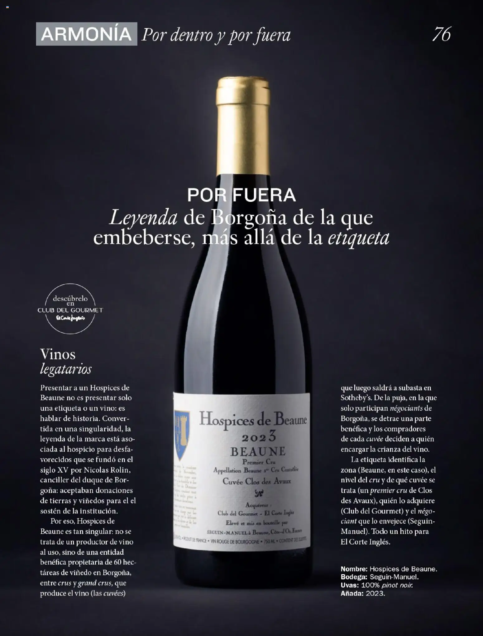 Nuevas ofertas de El Corte Inglés válidas en toda la República Mexicana desde el 11.12.2025. ¡Encuentra las mejores ofertas en El Corte Inglés catálogo Gourmet! | Página: 76 | Productos: Sostén, Vino