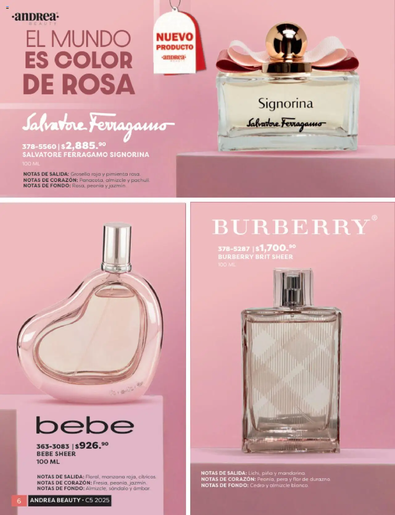 Nuevas ofertas de Andrea válidas en toda la República Mexicana desde el 24.08.2025. ¡Encuentra las mejores ofertas en Andrea - Catálogo Beauty Campaña 5! | Página: 6 | Productos: Pera, Durazno, Pimienta, Manzana