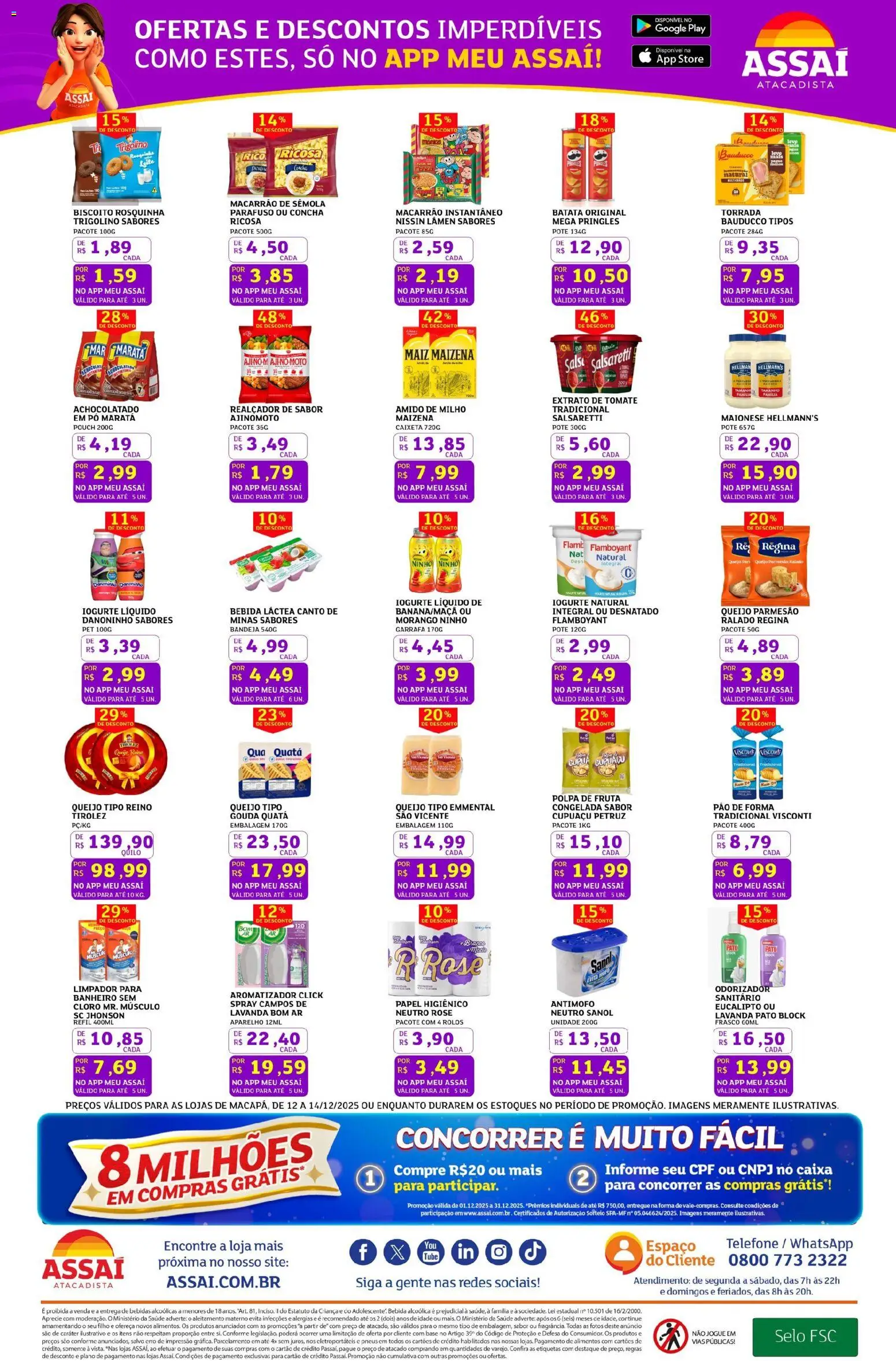 Assaí Atacadista Folheto - válido de 12.12.2025 | Página: 3 | Produtos: Base, Macarrão, Gouda, Papel higiênico