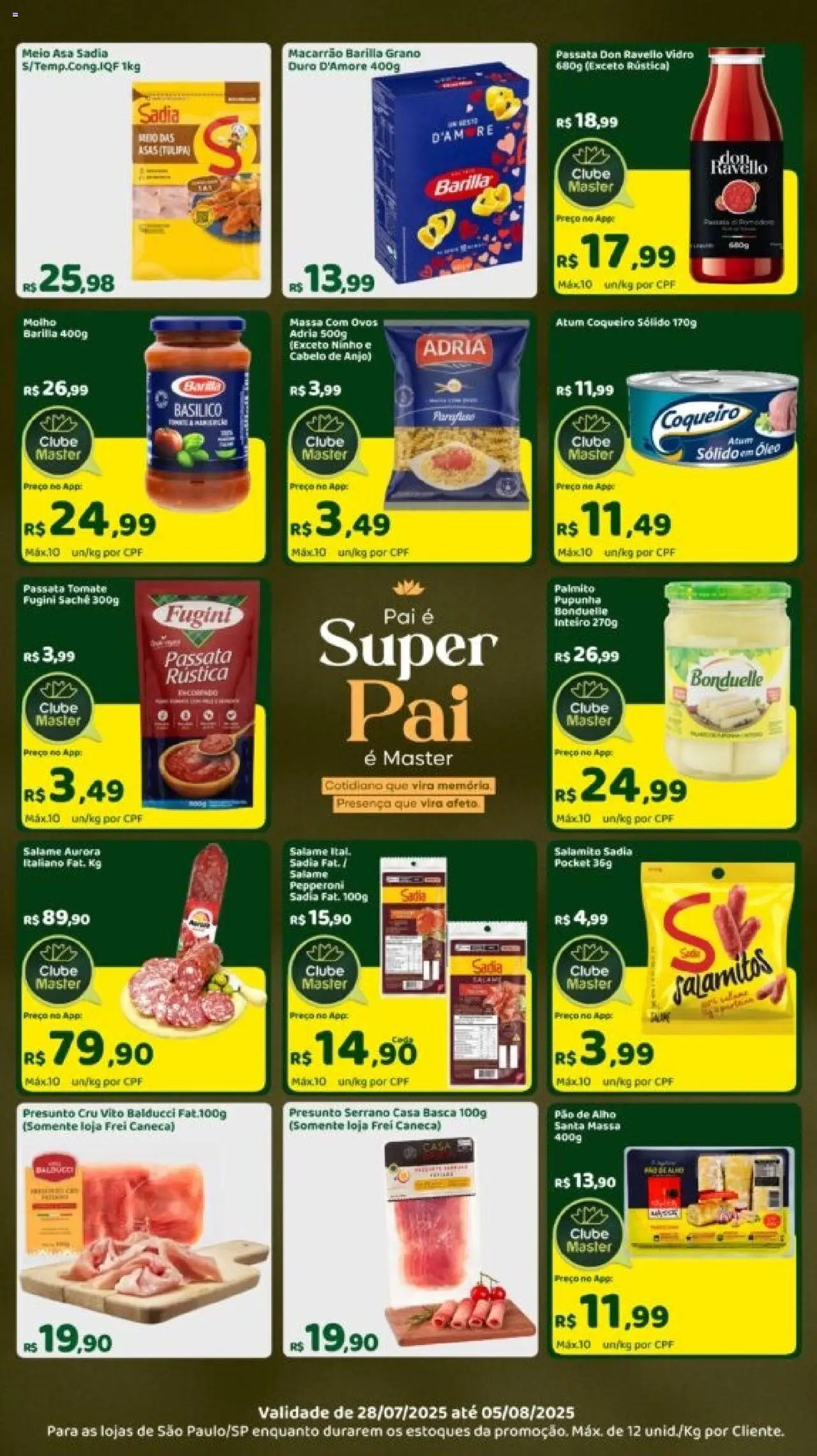 Master Folheto - válido de 28.07.2025 | Página: 2 | Produtos: Óleo, Presunto, Massa, Atum