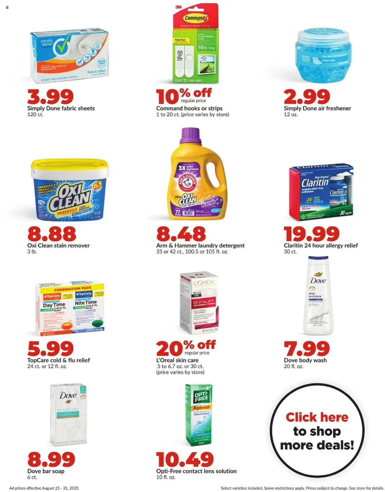 HyVee Weekly Ad - valid from 25.08.2025 | Page: 36 | Products: Eye Cream, Stain remover, Detergent, Body Wash