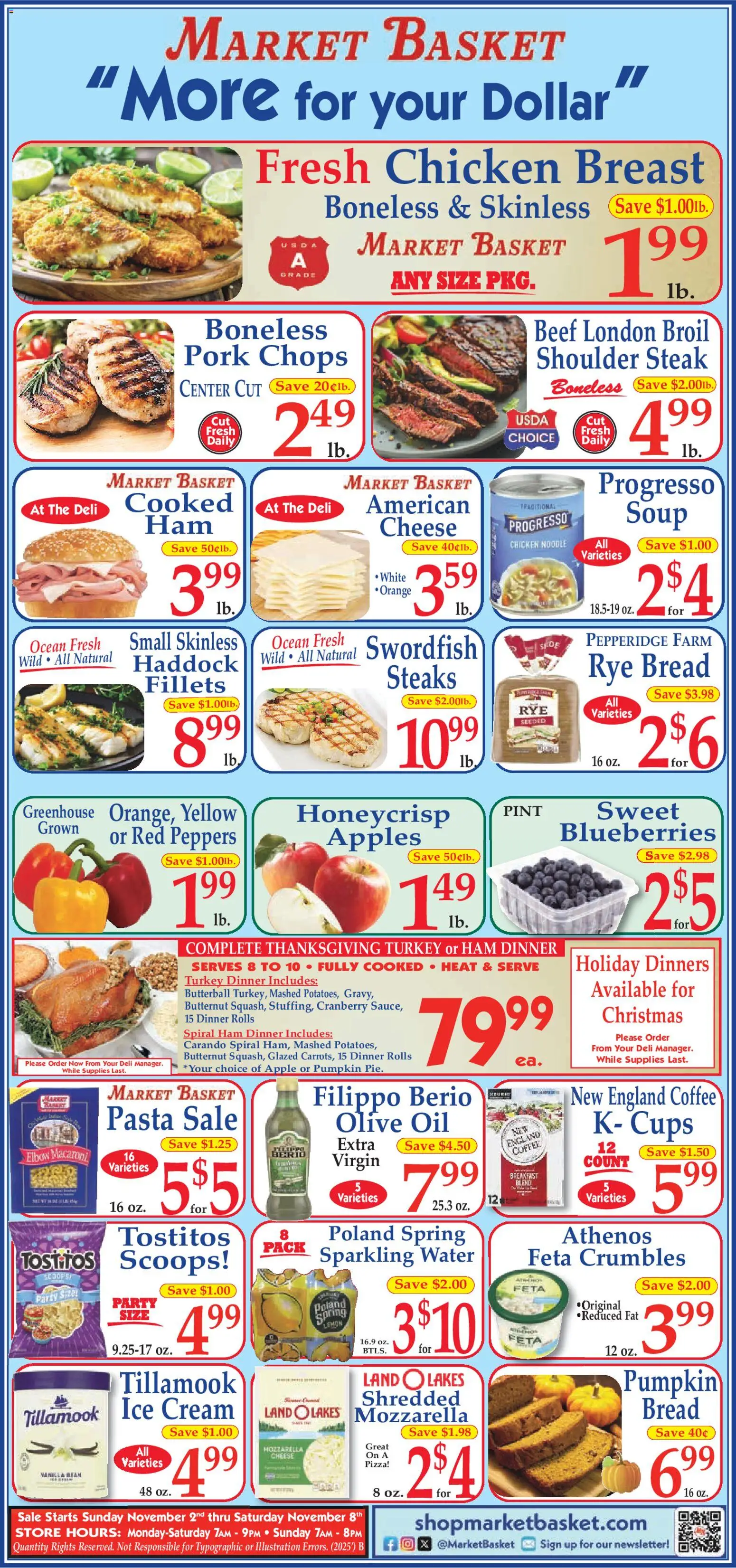 Market Basket Ad - valid from 02.11.2025 | Page: 1 | Products: Ham, Apples, Lemon, 2人掛けソファ