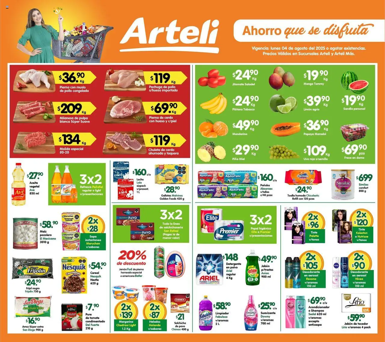 Nuevas ofertas de Arteli válidas en toda la República Mexicana desde el 04.08.2025. ¡Encuentra las mejores ofertas en Arteli -Folleto Valles! | Página: 1 | Productos: Plátano, Sopa, Suavizante, Pañales