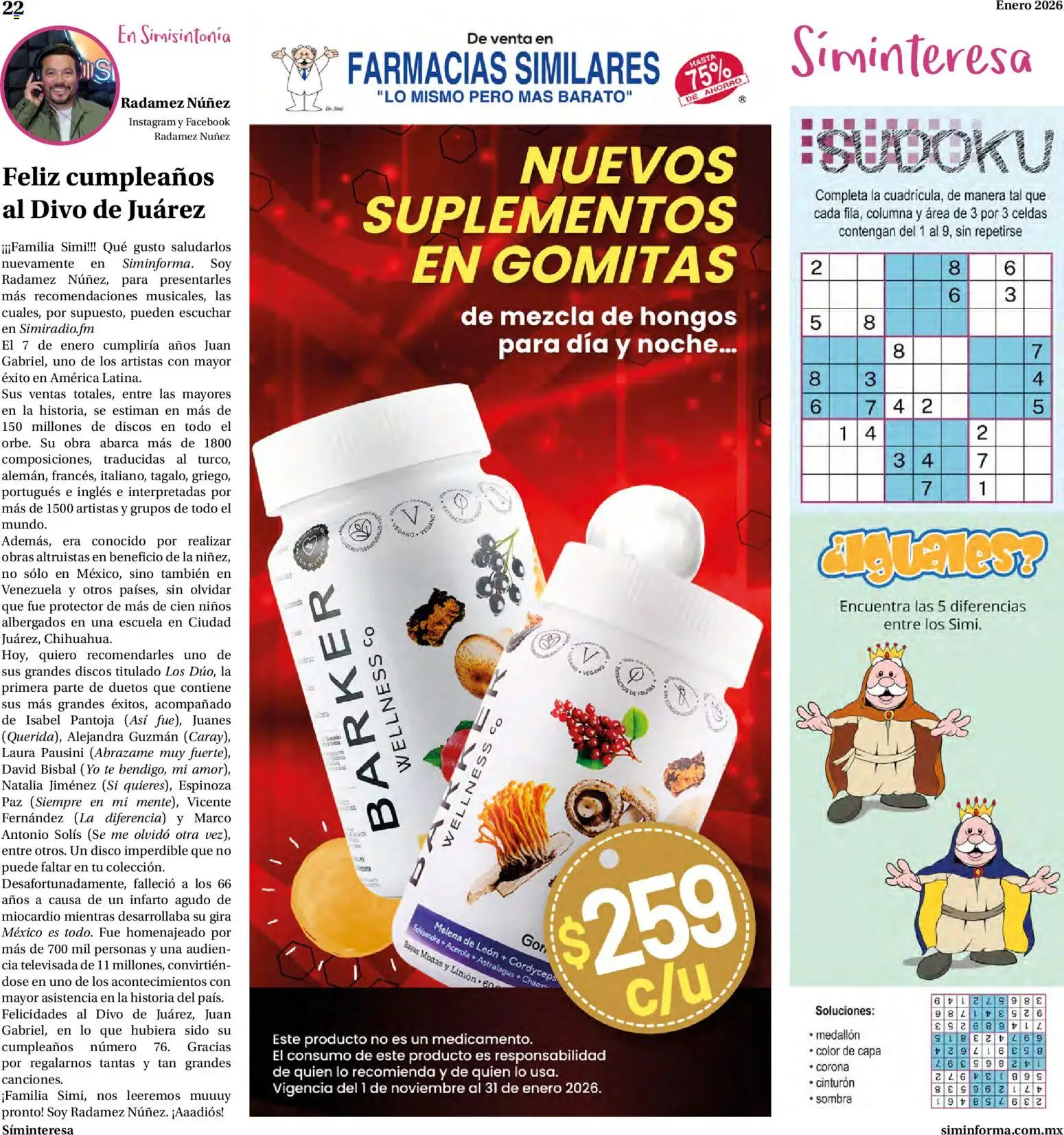 Nuevas ofertas de Farmacias Similares válidas en toda la República Mexicana desde el 01.01.2026. ¡Encuentra las mejores ofertas en Farmacias Similares catálogo! | Página: 22 | Productos: Cinturón, Limón, Disco, Gomitas