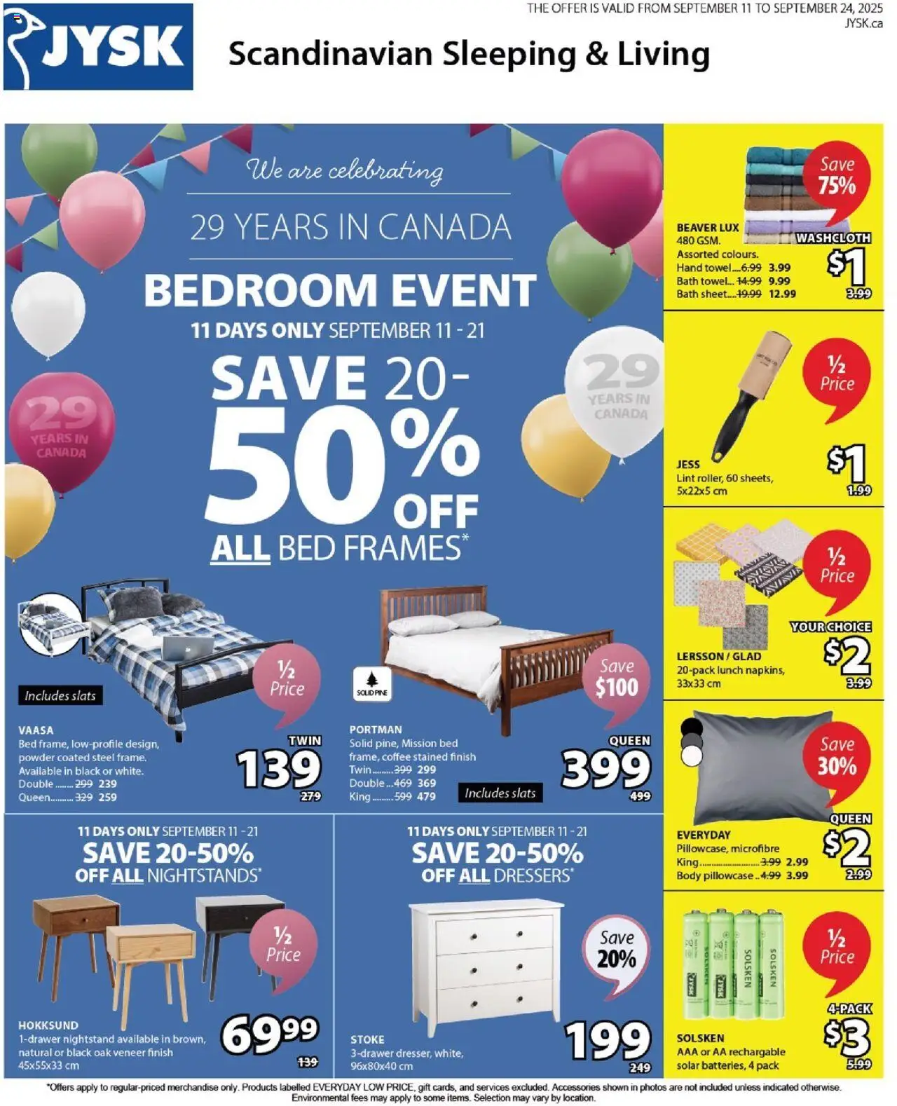 JYSK flyer valid from 11.09.2025 | Page: 1 | Products: Powder, Bed, Bath, Coffee