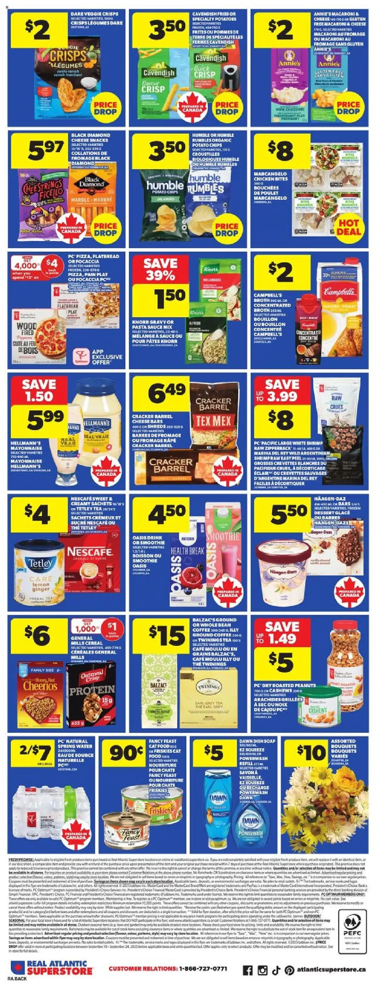Atlantic Superstore flyer valid from 18.09.2025 | Page: 4 | Products: Pasta, Chips, PC, Chicken