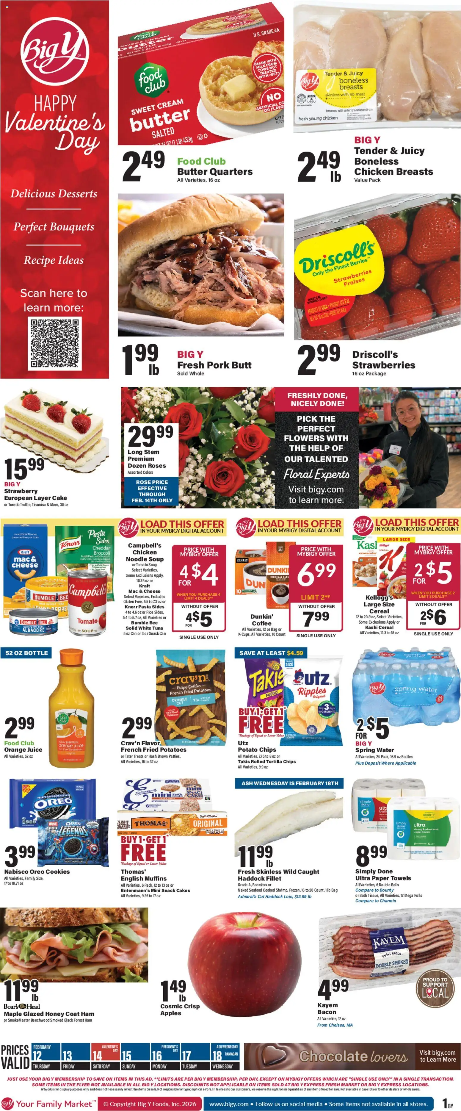 Big Y Weekly Ad - valid from 12.02.2026 | Page: 1 | Products: Broccoli, Berries, Apples, Water