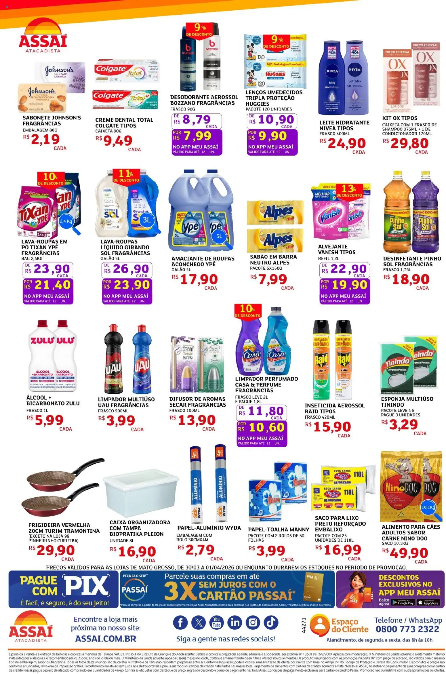 Assaí Atacadista Folheto - válido de 30.03.2026 | Página: 4 | Produtos: Difusor, Saco para lixo, Pó, Rolo