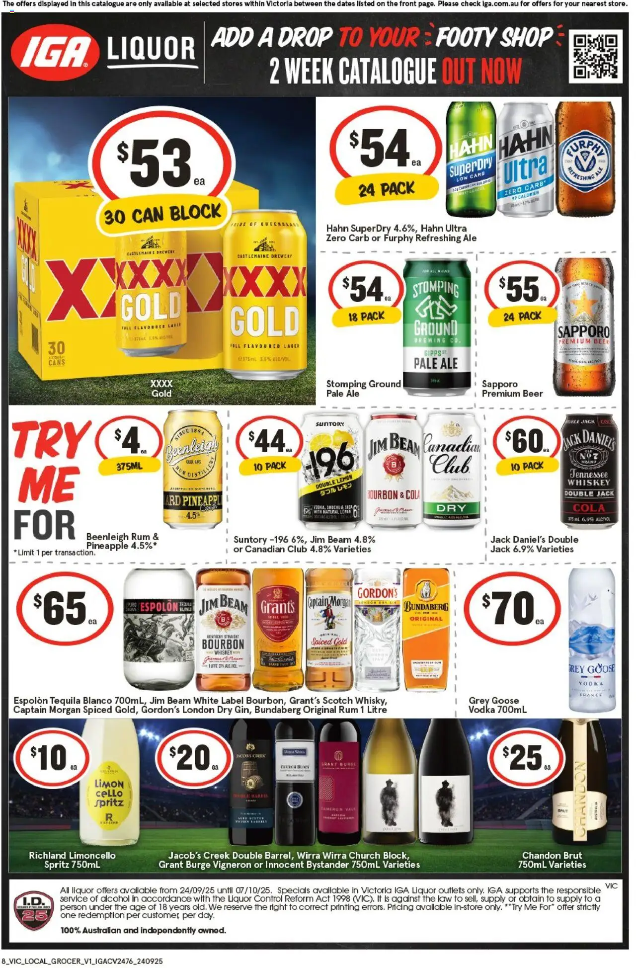 IGA catalogue - valid from 24.09.2025 | Page: 2 | Products: Pineapple, Whiskey, Rum, Scotch