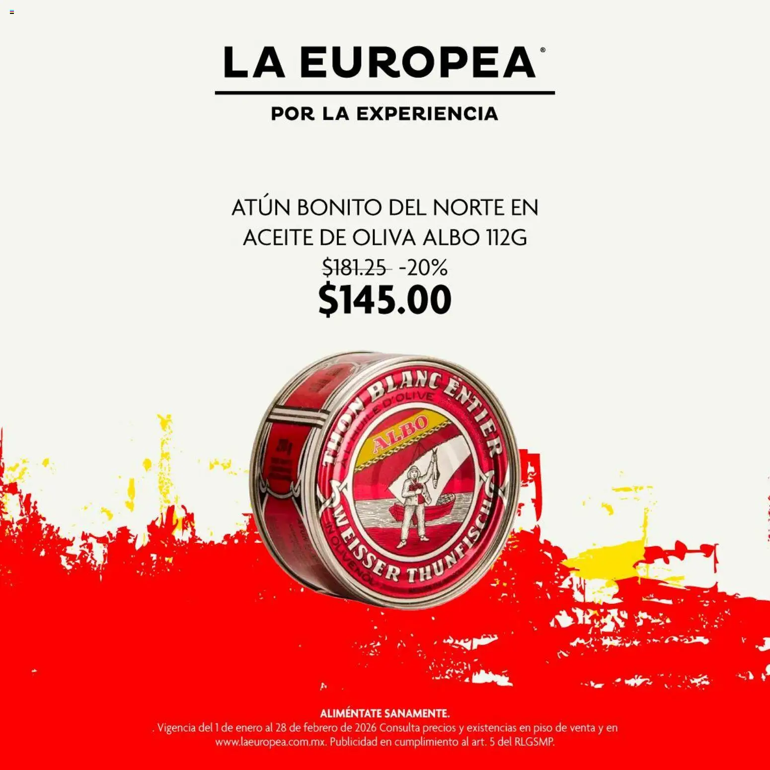 Nuevas ofertas de La Europea válidas en toda la República Mexicana desde el 01.01.2026. ¡Encuentra las mejores ofertas en La Europea catálogo Albo de España a tu mesa! | Página: 3 | Productos: Atún, Aceite de oliva, Aceite