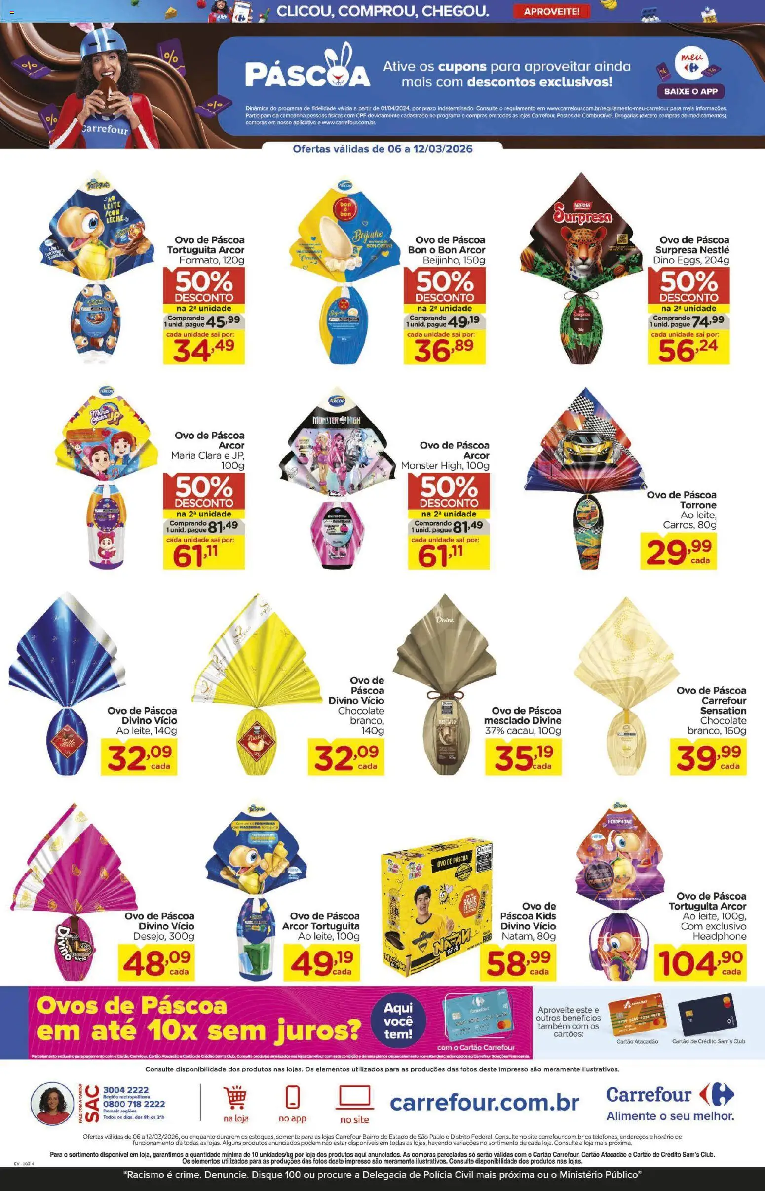 Carrefour Bairro Folheto - válido de 06.03.2026 | Página: 2 | Produtos: Ovo de páscoa, Leite, Chocolate, Monster