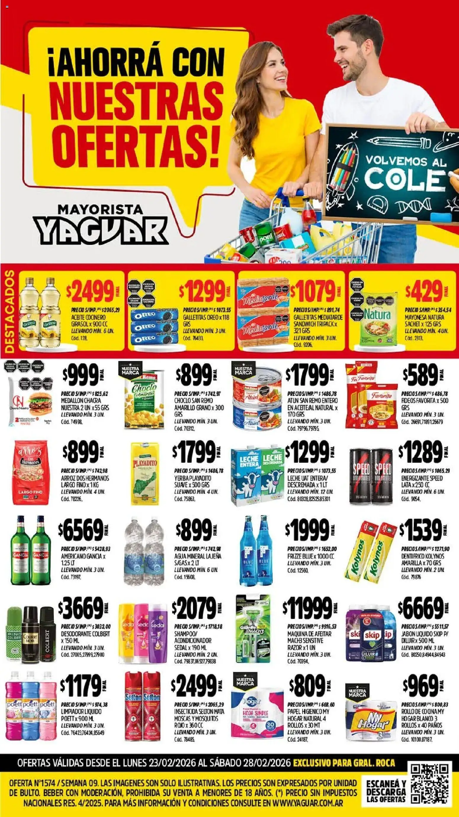 Yaguar - Oferta Semanal General Roca │ válido desde el 23.02.2026 | Página: 1 | Productos: Galletitas, Aceite, Jabón líquido, Acondicionador