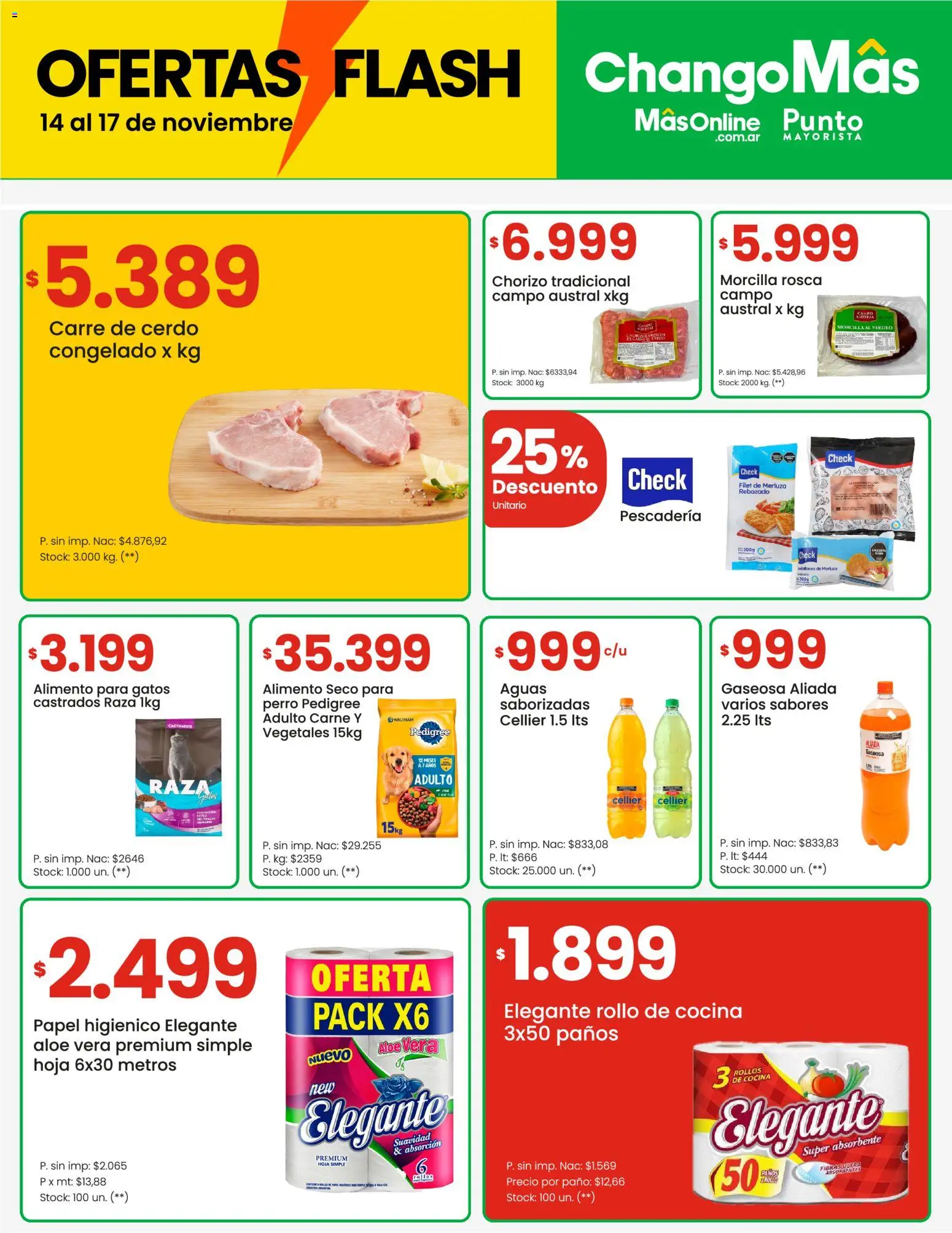 Punto Mayorista catálogo Flash │ válido desde el 14.11.2025 | Página: 3 | Productos: Gaseosa, Chorizo, Morcilla, Cerdo