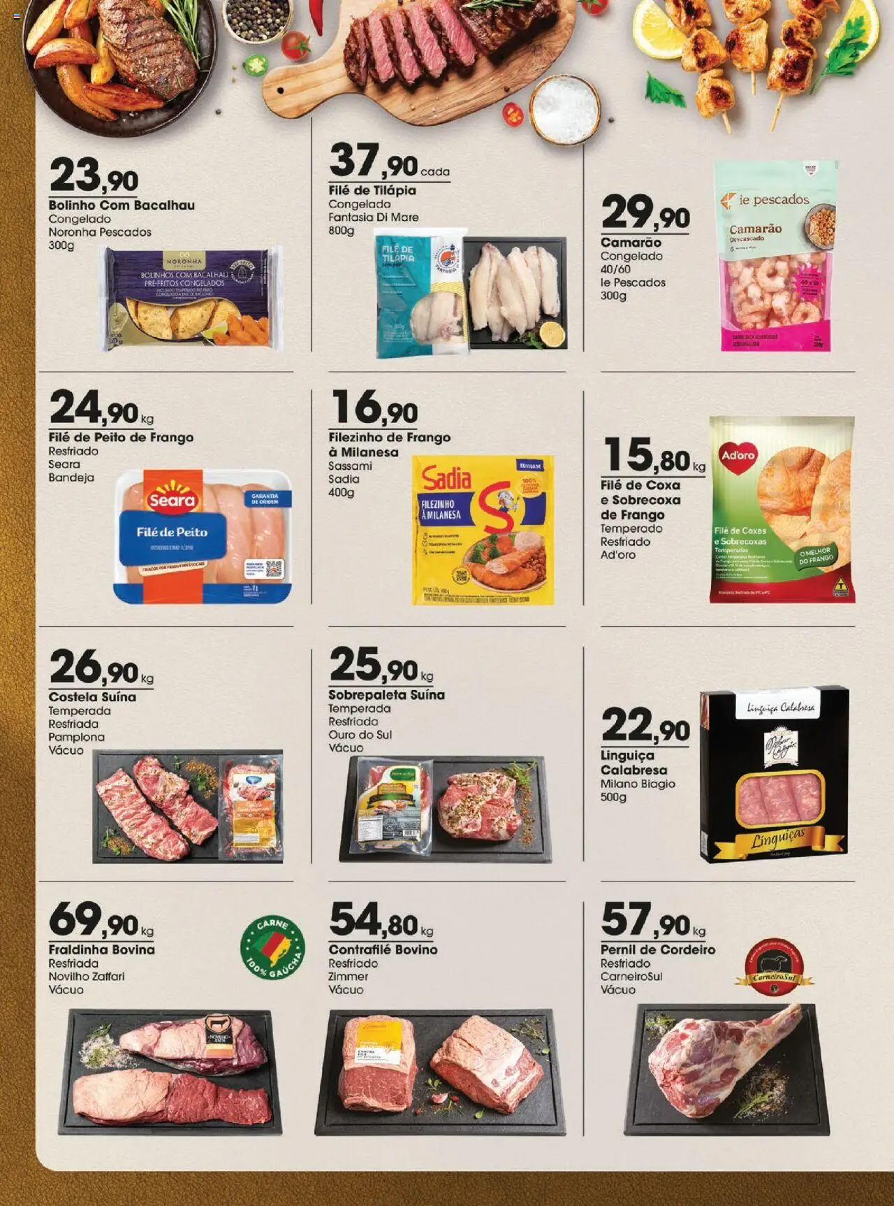 Zaffari Folheto - válido de 21.10.2025 | Página: 10 | Produtos: Bacalhau, Linguiça, Cordeiro, Bandeja