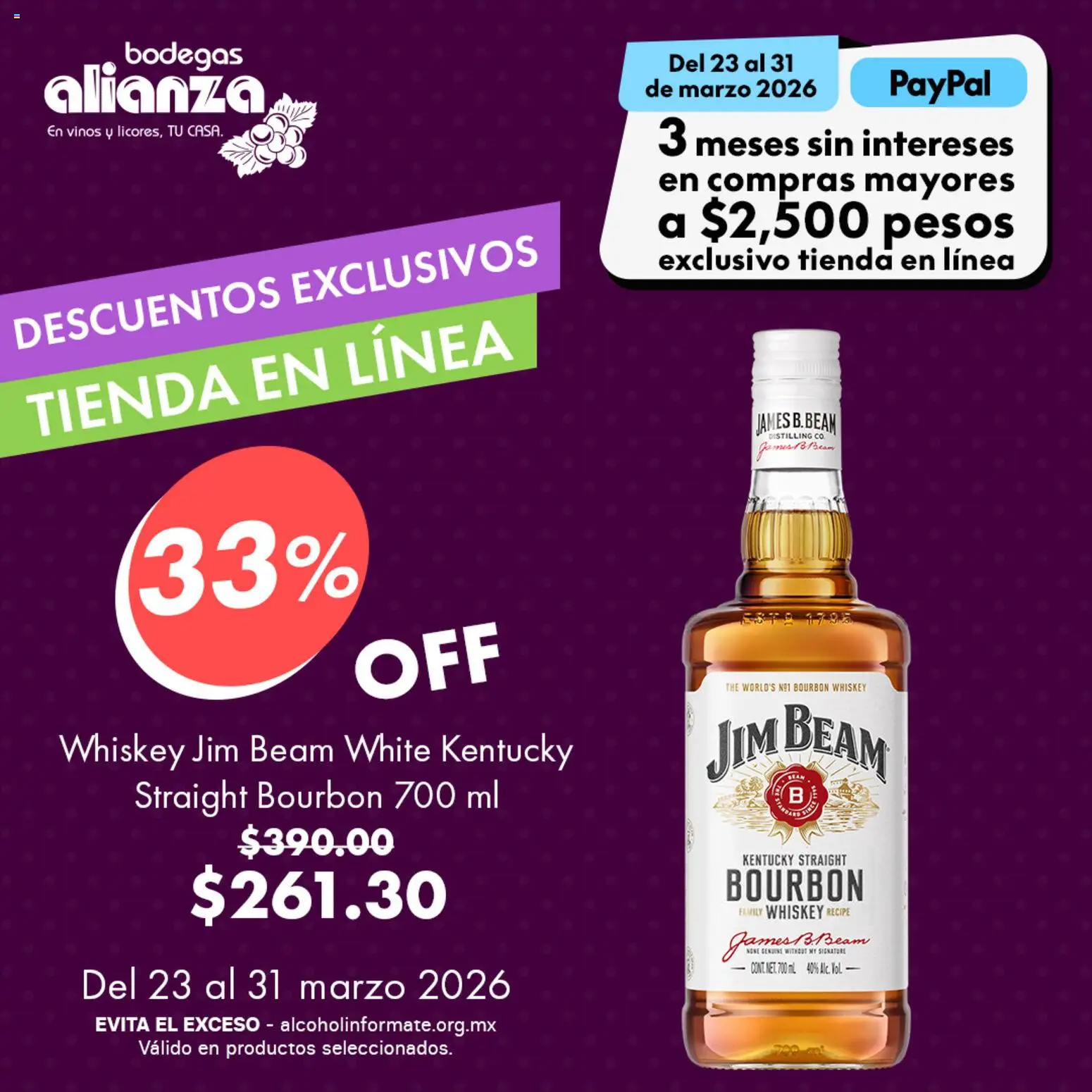 Nuevas ofertas de Bodegas Alianza válidas en toda la República Mexicana desde el 23.03.2026. ¡Encuentra las mejores ofertas en Bodegas Alianza catálogo Descuentos exclusivos ! | Página: 1 | Productos: Whiskey