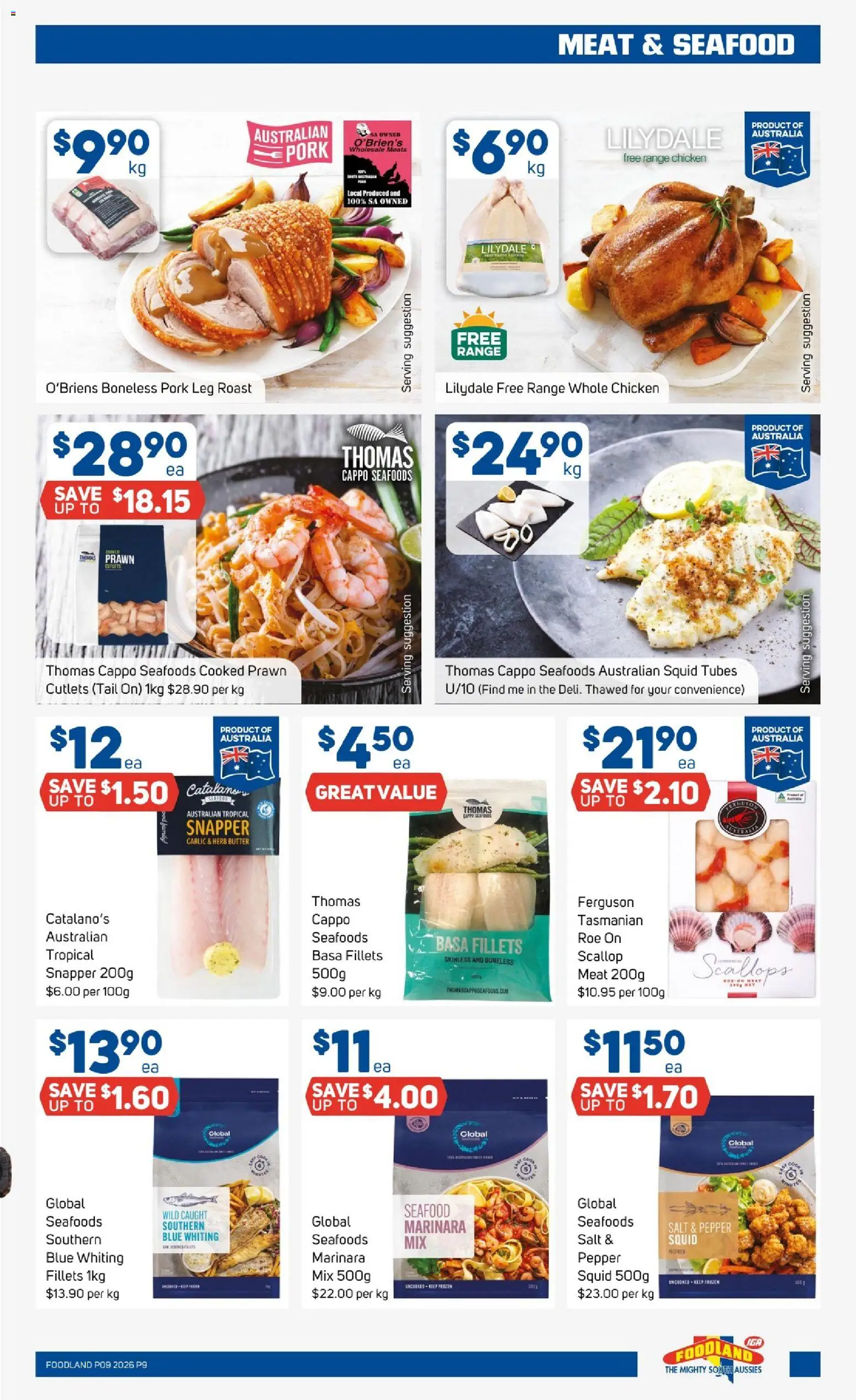 Foodland catalogue - valid from 25.02.2026 | Page: 9 | Products: Butter, Chicken, Meat, Seafood