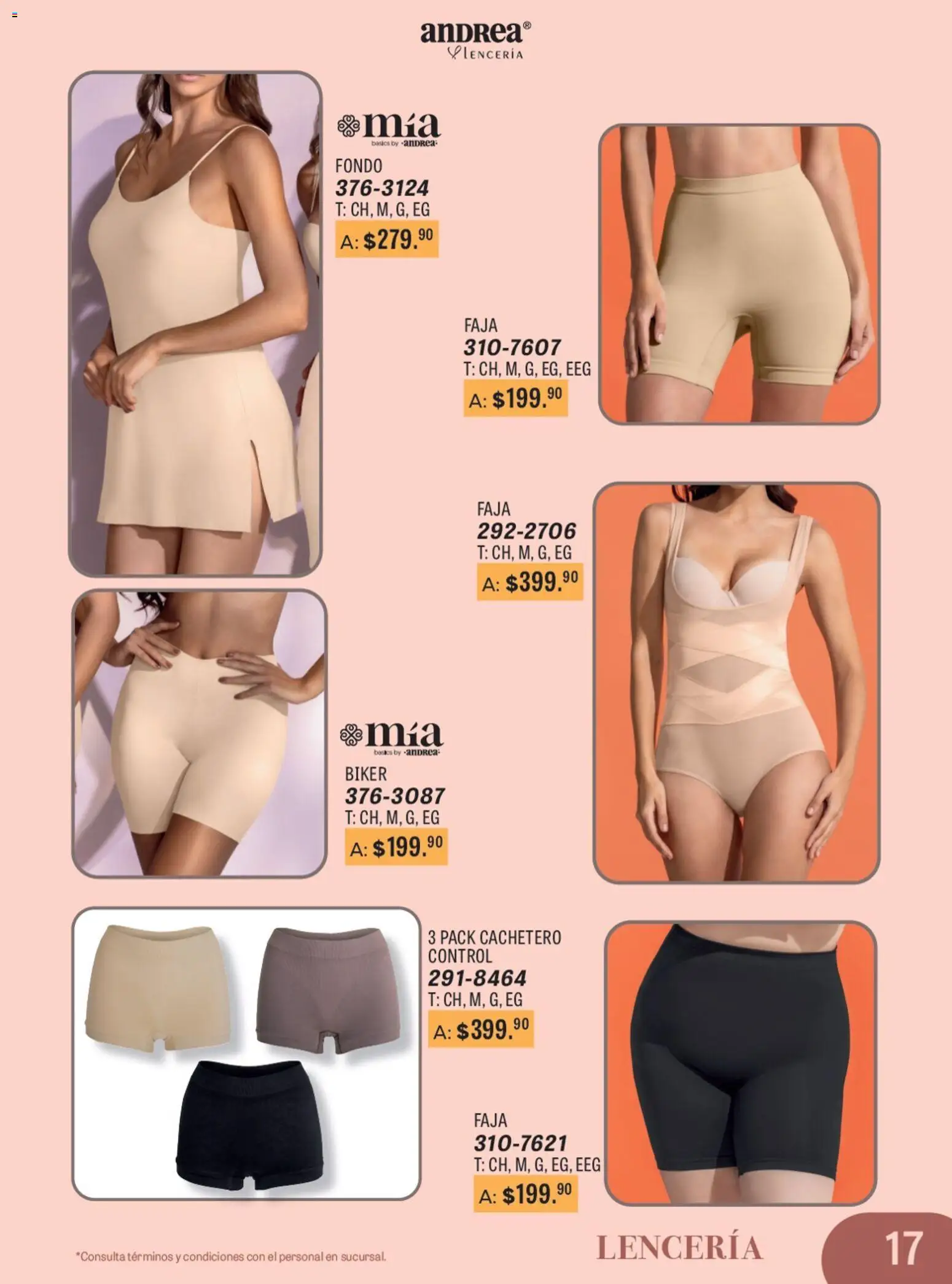 Nuevas ofertas de Andrea válidas en toda la República Mexicana desde el 11.01.2026. ¡Encuentra las mejores ofertas en Andrea catálogo Para Las Fiestas! | Página: 17 | Productos: Lenceria, Cachetero, Faja