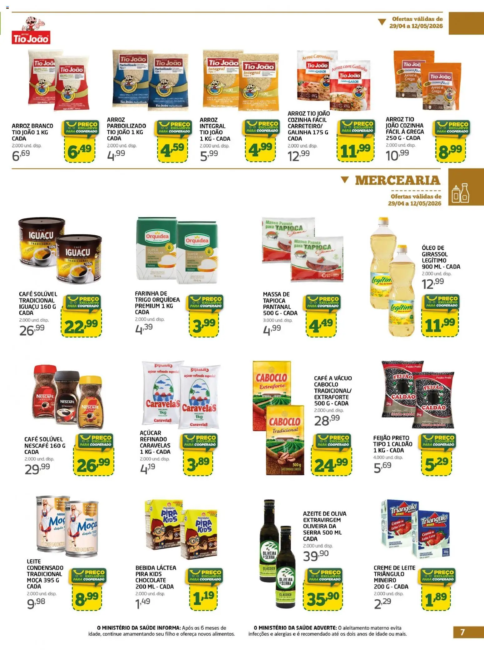 Cooper Folheto - válido de 29.04.2026 | Página: 7 | Produtos: Feijão, Arroz, Leite condensado, Café solúvel