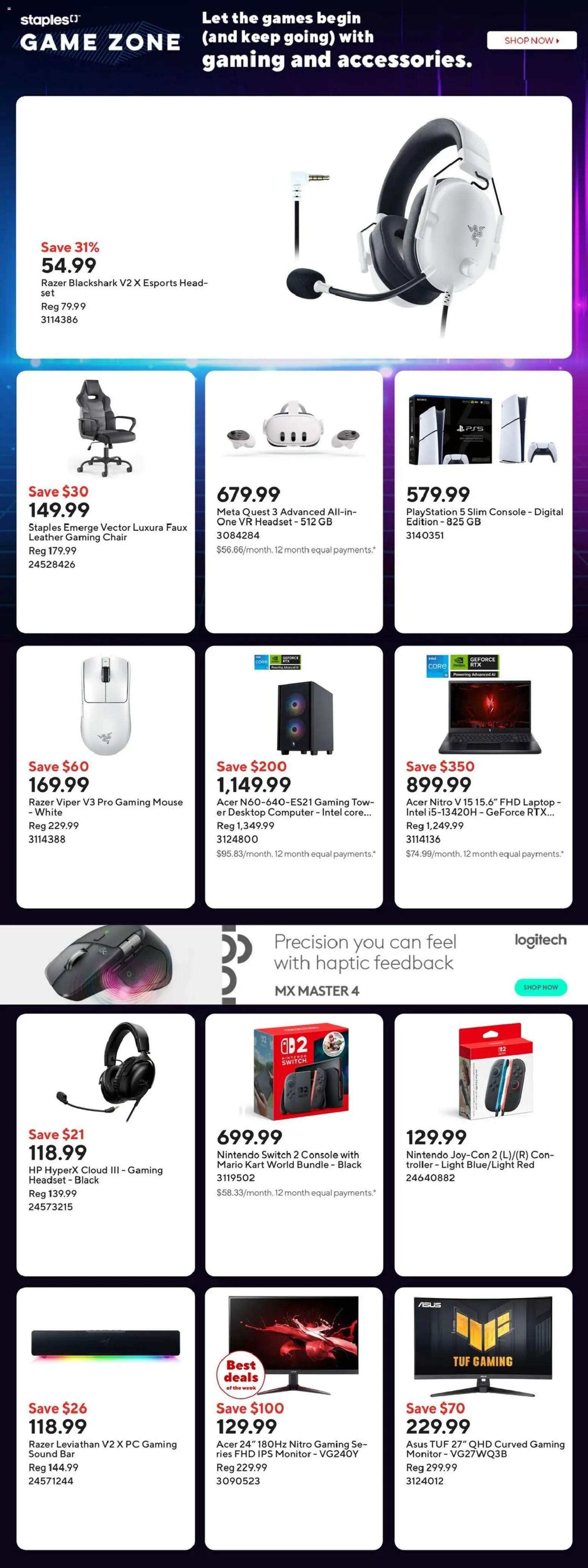 Staples flyer valid from 06.03.2026 | Page: 1 | Products: Computer, Playstation, Game, Chair