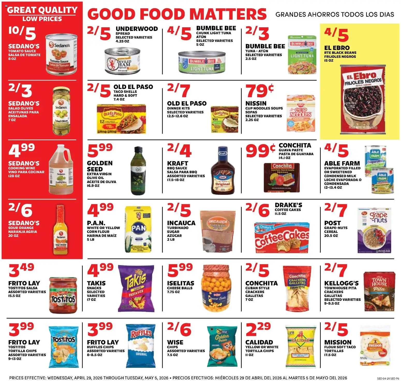 Sedano's Weekly Ad - valid from 29.04.2026 | Page: 6 | Products: Milk, Noodles, Salad, Sauce