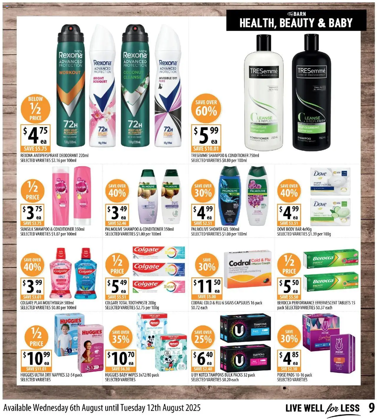 Supabarn catalogue - valid from 06.08.2025 | Page: 9 | Products: Shampoo, Conditioner, Mouthwash, Cream