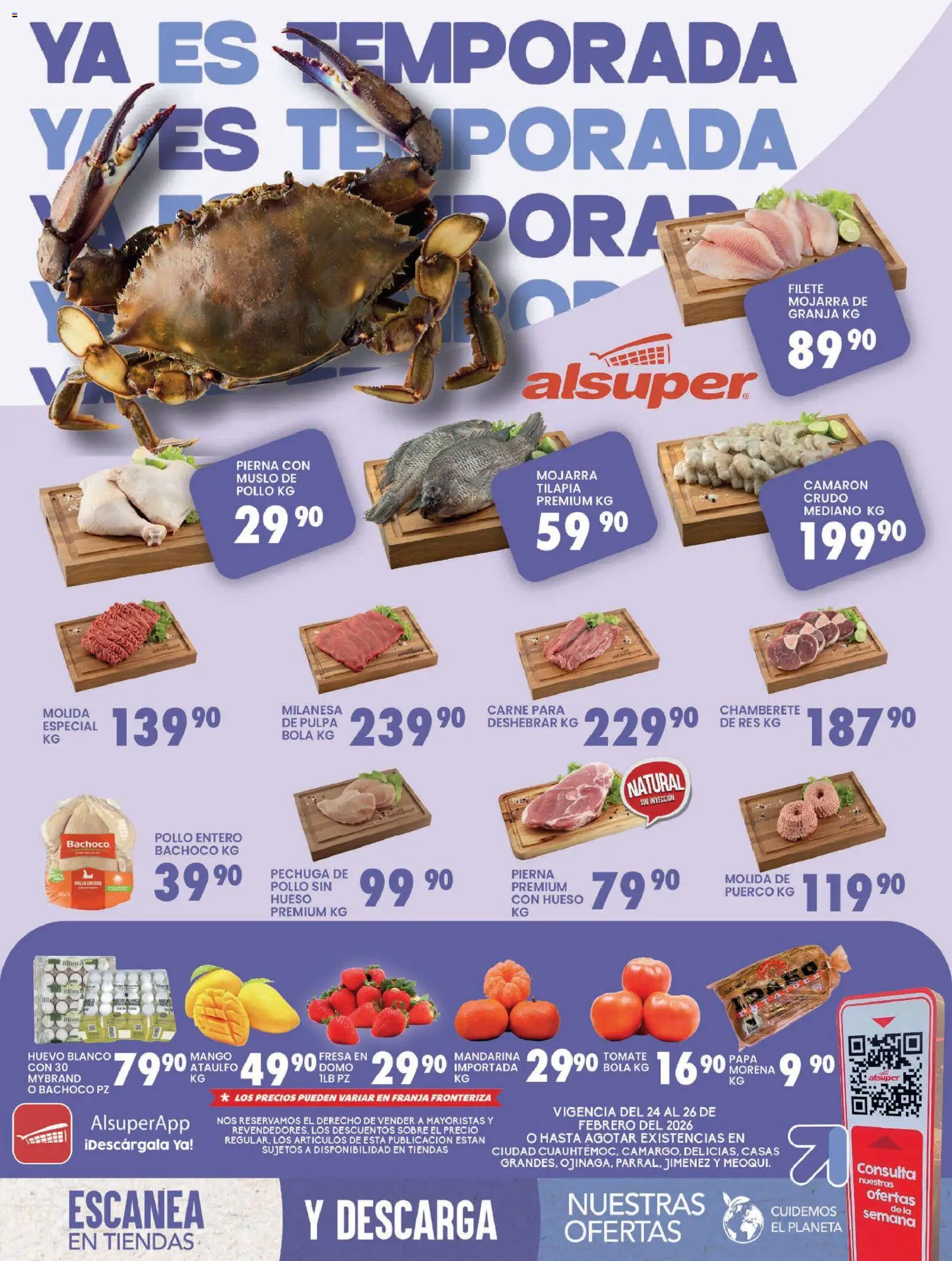 Nuevas ofertas de Alsuper válidas en toda la República Mexicana desde el 24.02.2026. ¡Encuentra las mejores ofertas en Alsuper folleto! | Página: 1 | Productos: Pollo, Milanesa, Mango, Res