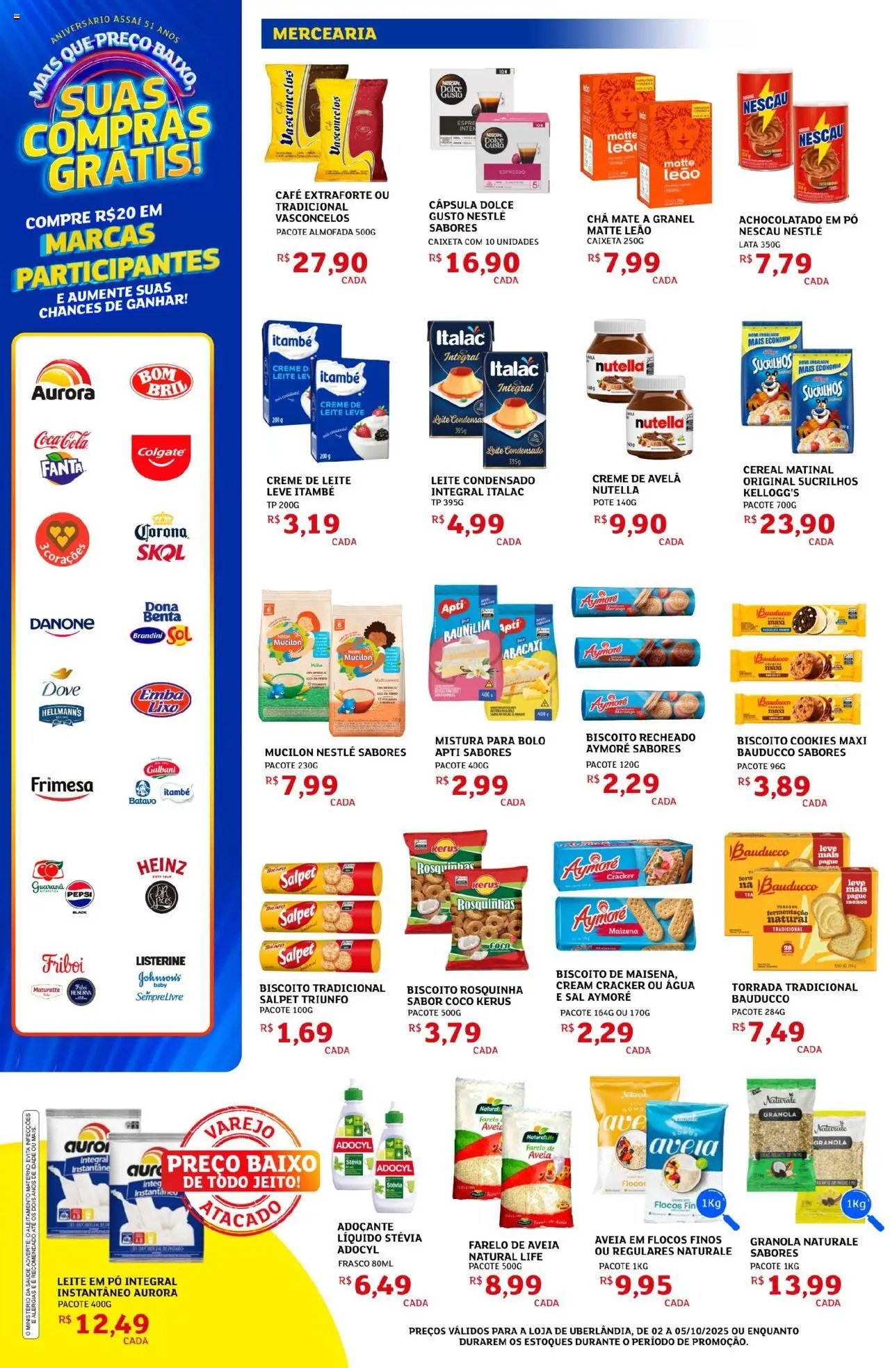 Assaí Atacadista Folheto - válido de 02.10.2025 | Página: 4 | Produtos: Nescau, Almofada, Leite, Sal