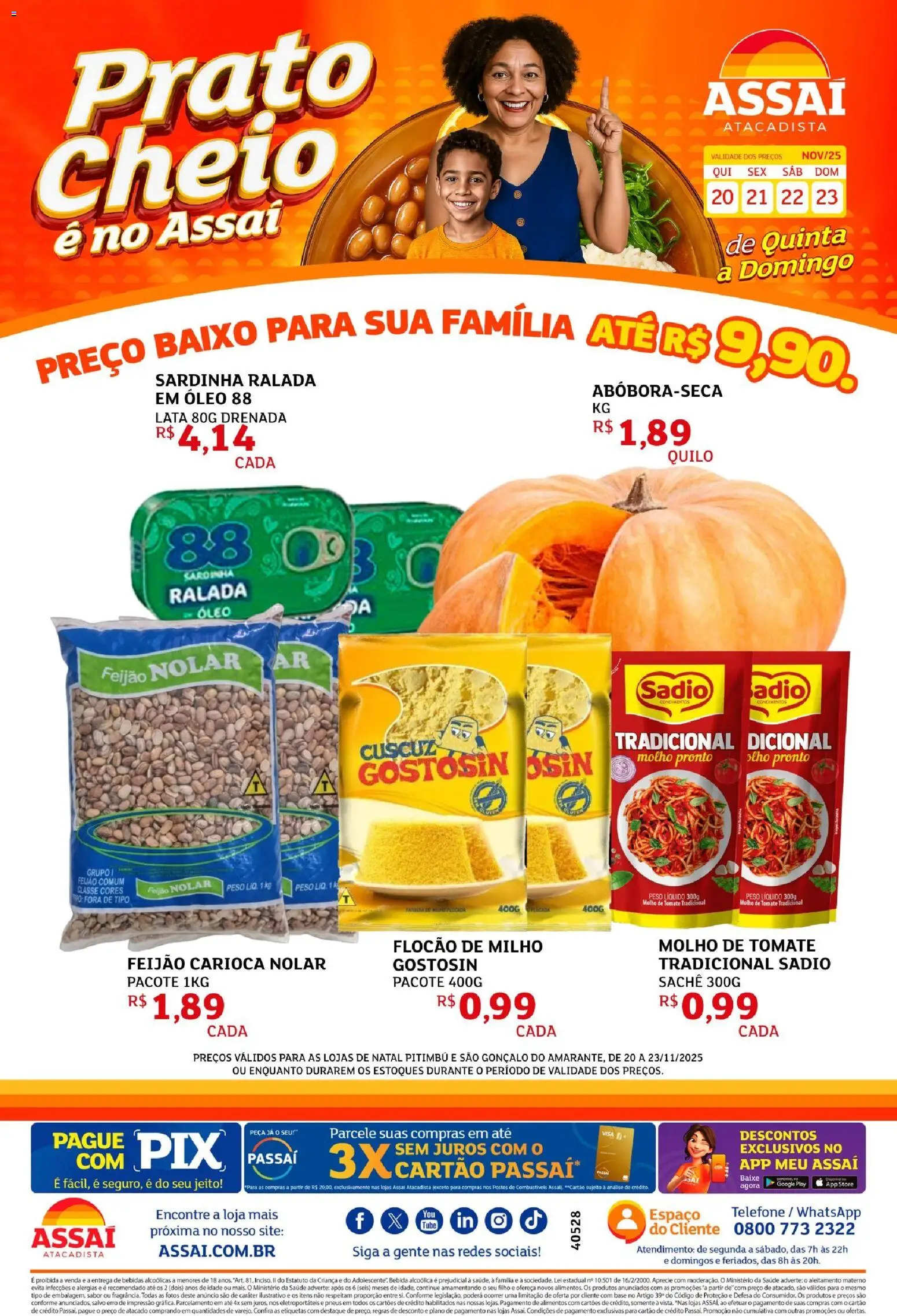 Assaí Atacadista Folheto - válido de 29.11.2025 | Página: 1 | Produtos: Molho de tomate, Base, Baixo, Telefone